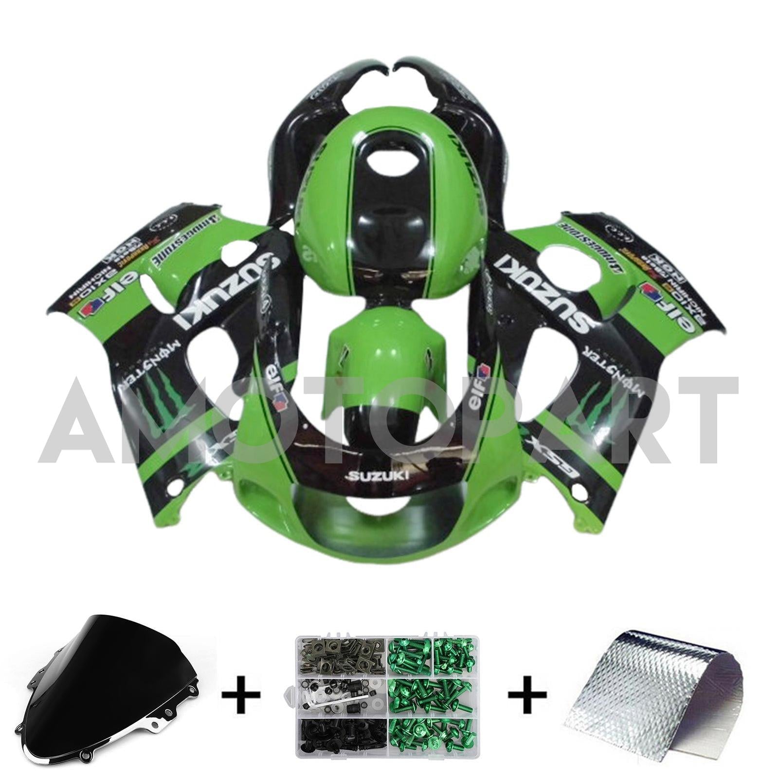 Amotopart Suzuki GSXR600 1996-2000 GSXR750 1996-1999 Green&Black Fairing Kit