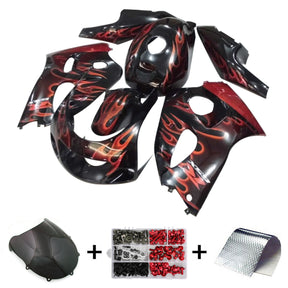 Amotopart Verkleidungsset für Suzuki GSXR600 1996–2000, GSXR750 1996–1999, Blau mit roter Flamme, Style3