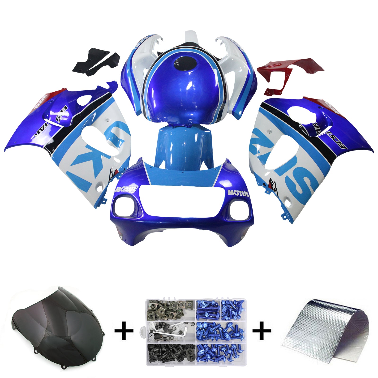 Amotopart Suzuki GSXR600 1996-2000 GSXR750 1996-1999 Kit de carénage bleu et blanc Style6