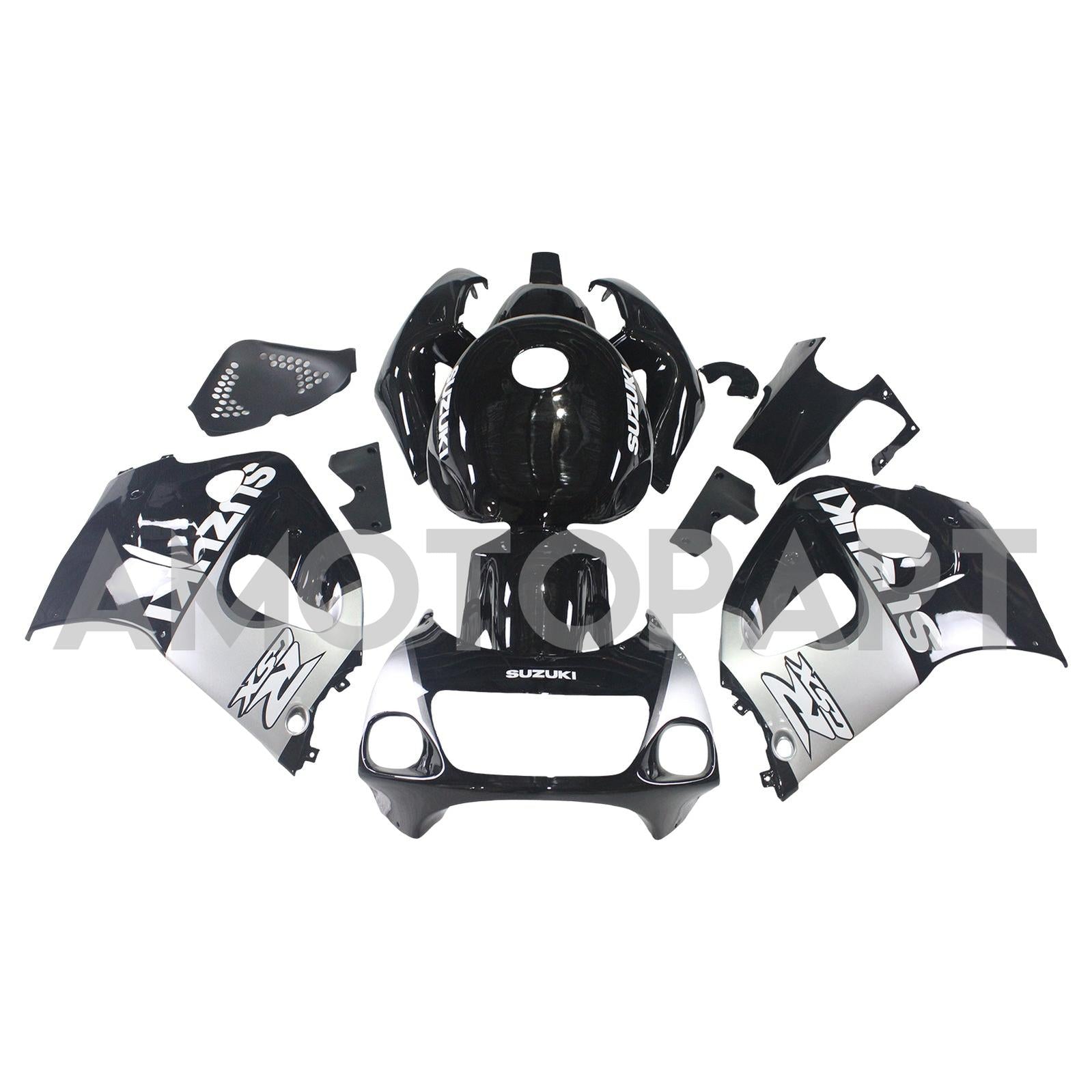 Amotopart Suzuki GSXR600 1996-2000 GSXR750 1996-1999 Black&Grey Fairing Kit