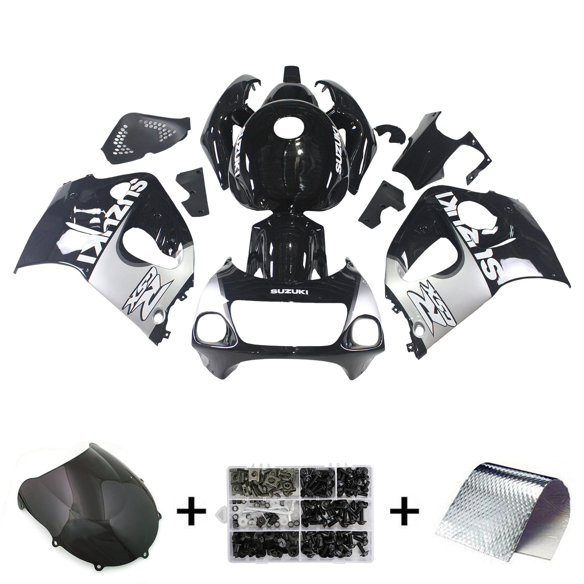 Amotopart Suzuki GSXR600 1996-2000 GSXR750 1996-1999 Kit de carénage noir et gris