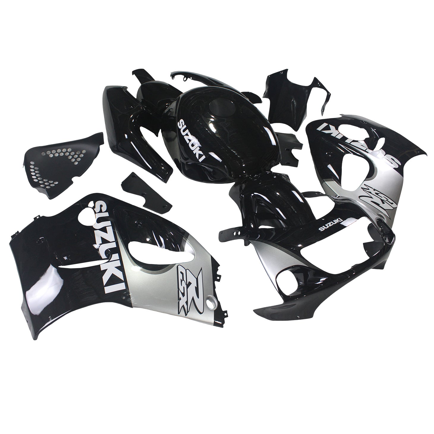 Amotopart Suzuki GSXR600 1996-2000 GSXR750 1996-1999 Black&Grey Fairing Kit