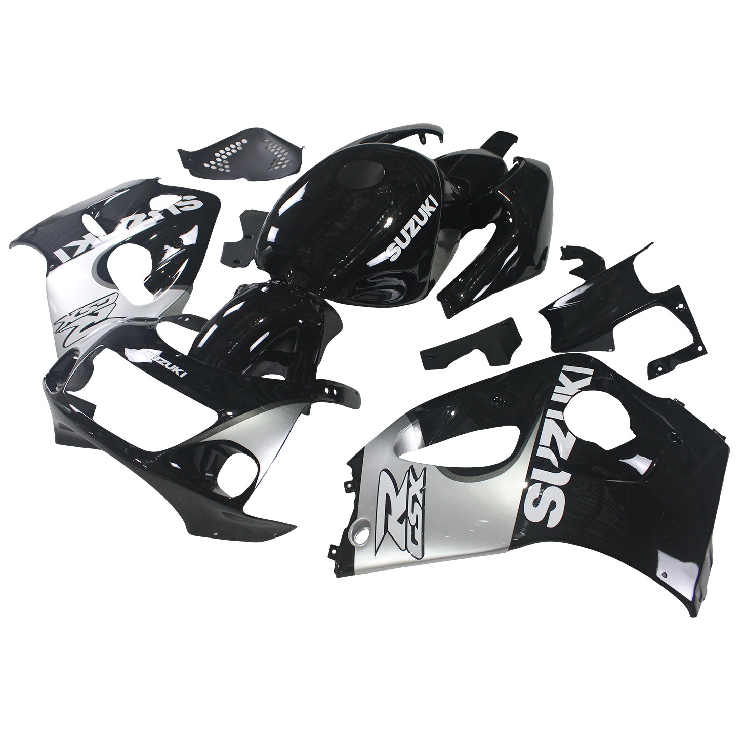 Amotopart スズキ GSXR600 1996-2000 GSXR750 1996-1999 ブラック&グレー フェアリングキット