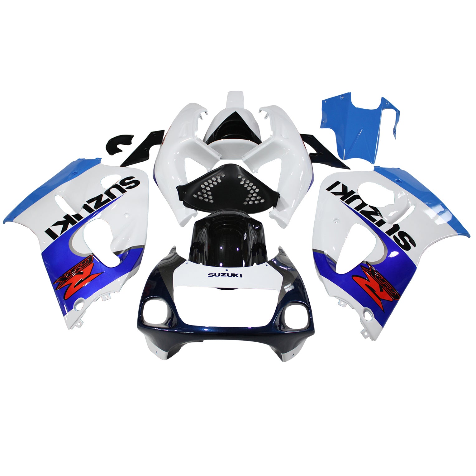 Amotopart Suzuki GSXR600 1996-2000 GSXR750 1996-1999 Azul y Blanco Style4 Kit de carenado