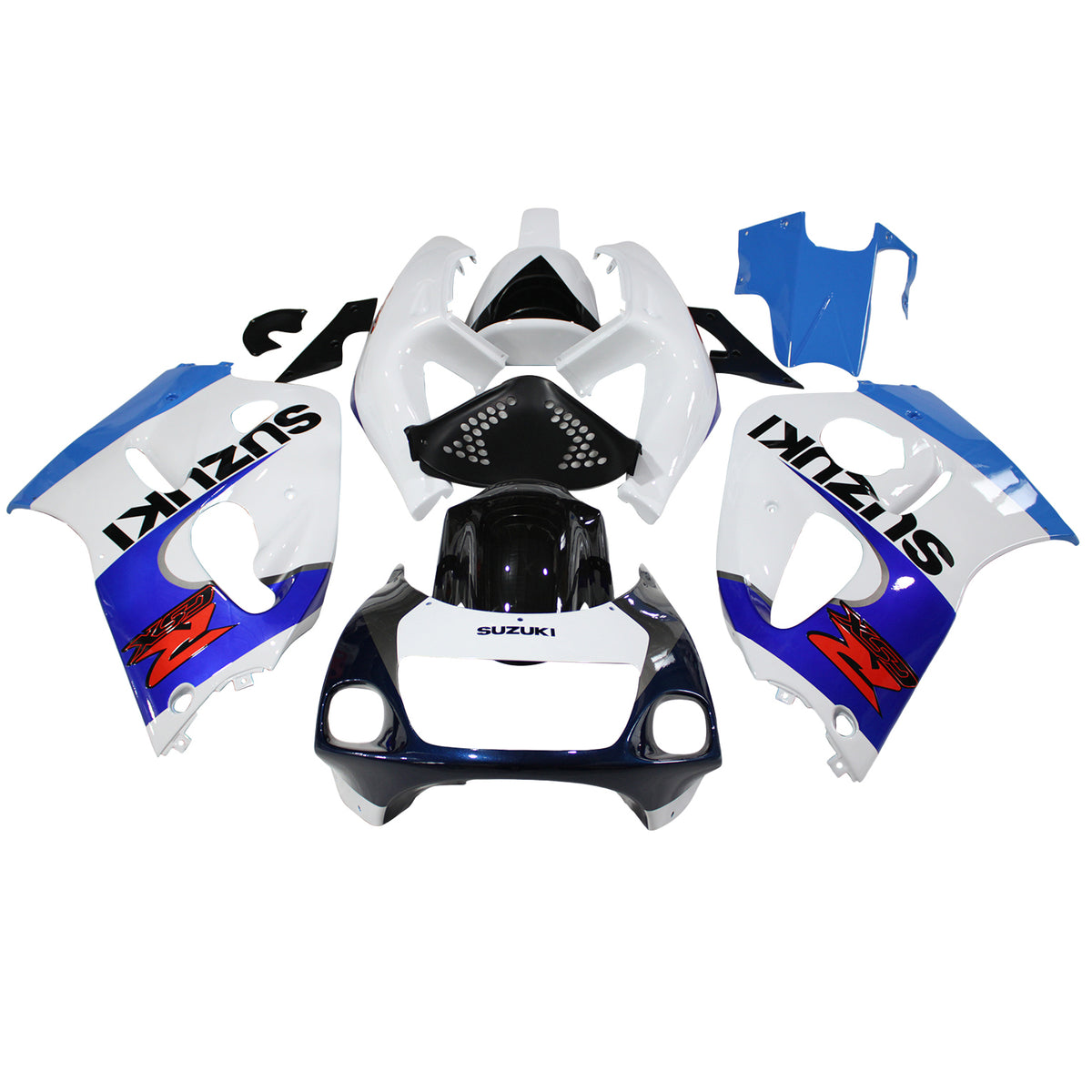 Amotopart Suzuki GSXR600 1996-2000 GSXR750 1996-1999 Kit de carénage bleu et blanc Style4