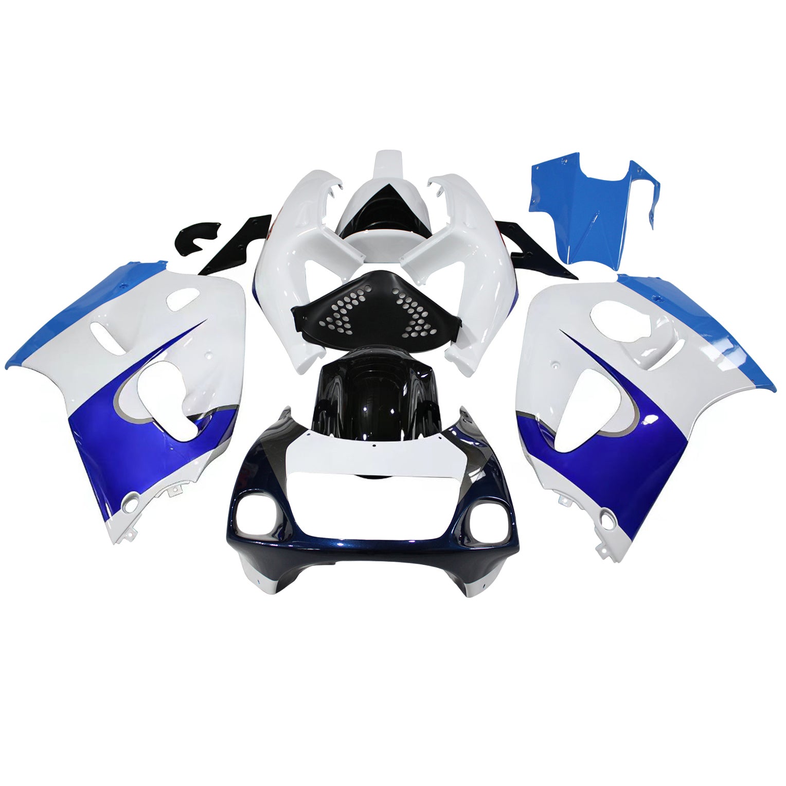 Amotopart Suzuki GSXR600 1996-2000 GSXR750 1996-1999 Blue & White Style4 Fairing Kit
