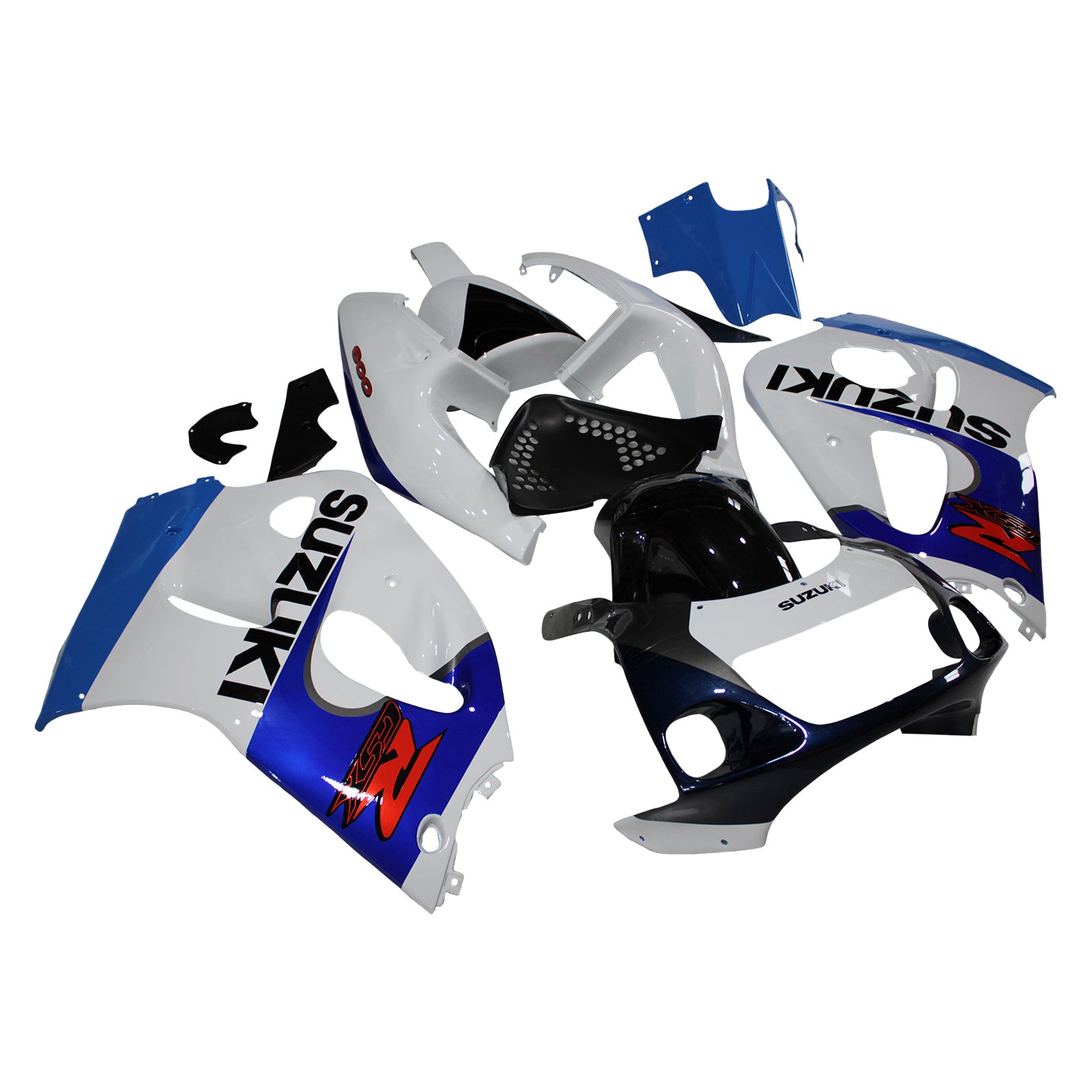 Amotopart Suzuki GSXR600 1996-2000 GSXR750 1996-1999 Kit carena Style4 blu e bianco