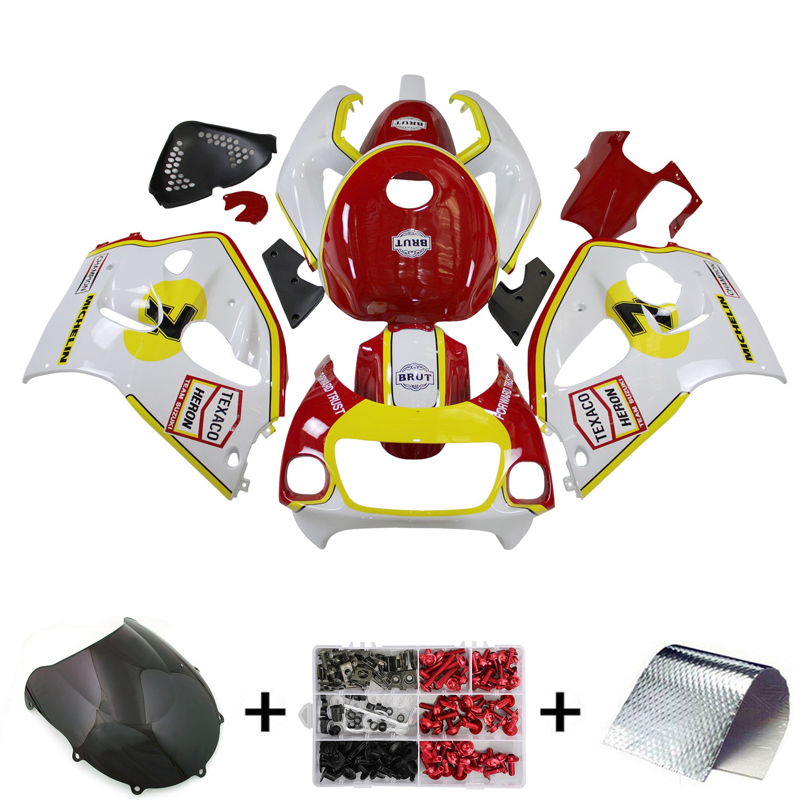 Amotopart Suzuki GSXR600 1996-2000 GSXR750 1996-1999 Kit de carenado rojo y amarillo