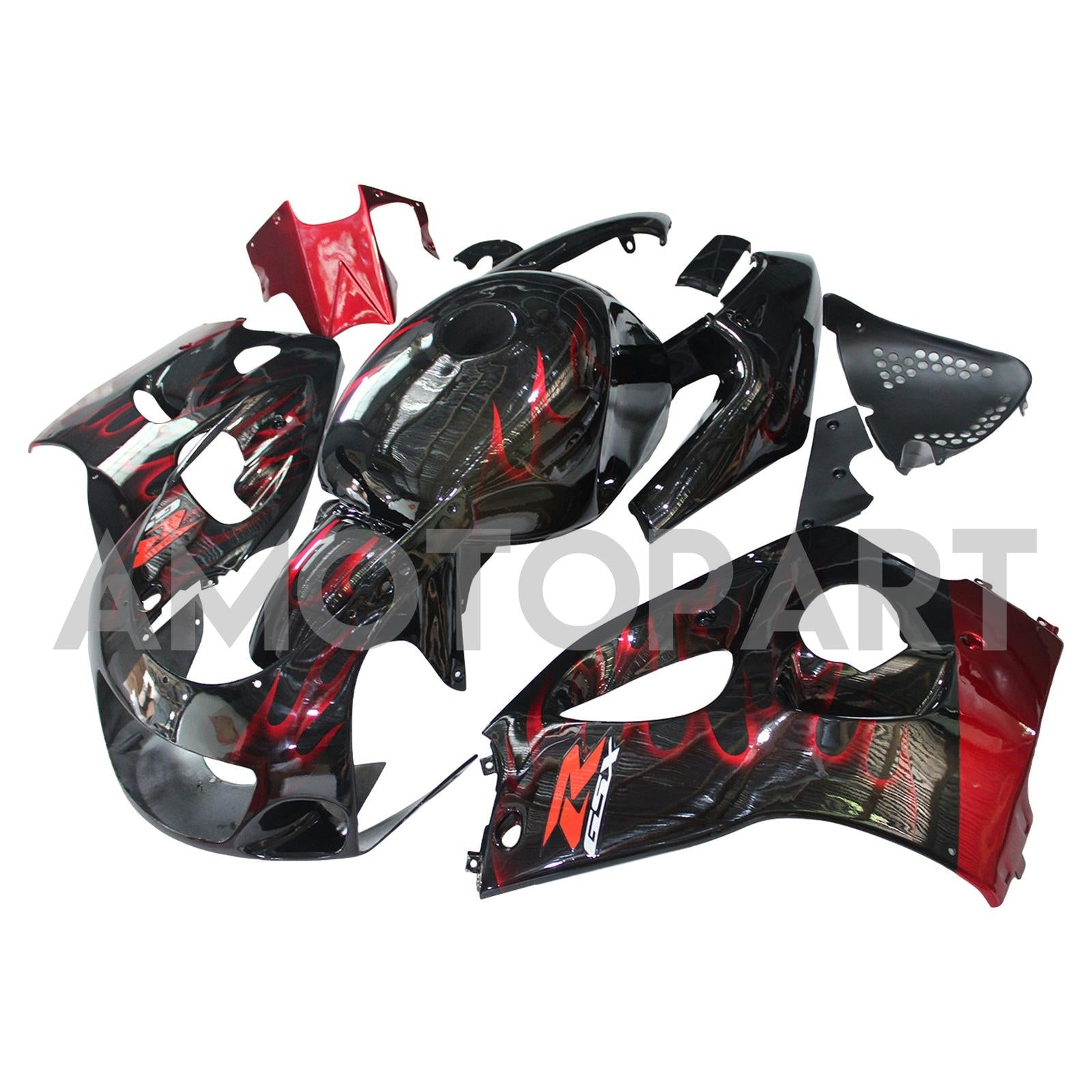 Amotopart Suzuki GSXR600 1996-2000 GSXR750 1996-1999 Blau mit rotem Flammenstil1-Verahmungskit