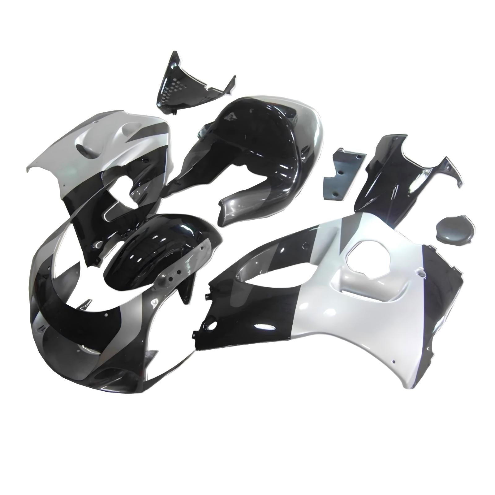 Amotopart GSXR600 1996-2000 GSXR750 1996-1999 Suzuki Black & Silver Fairing Kit