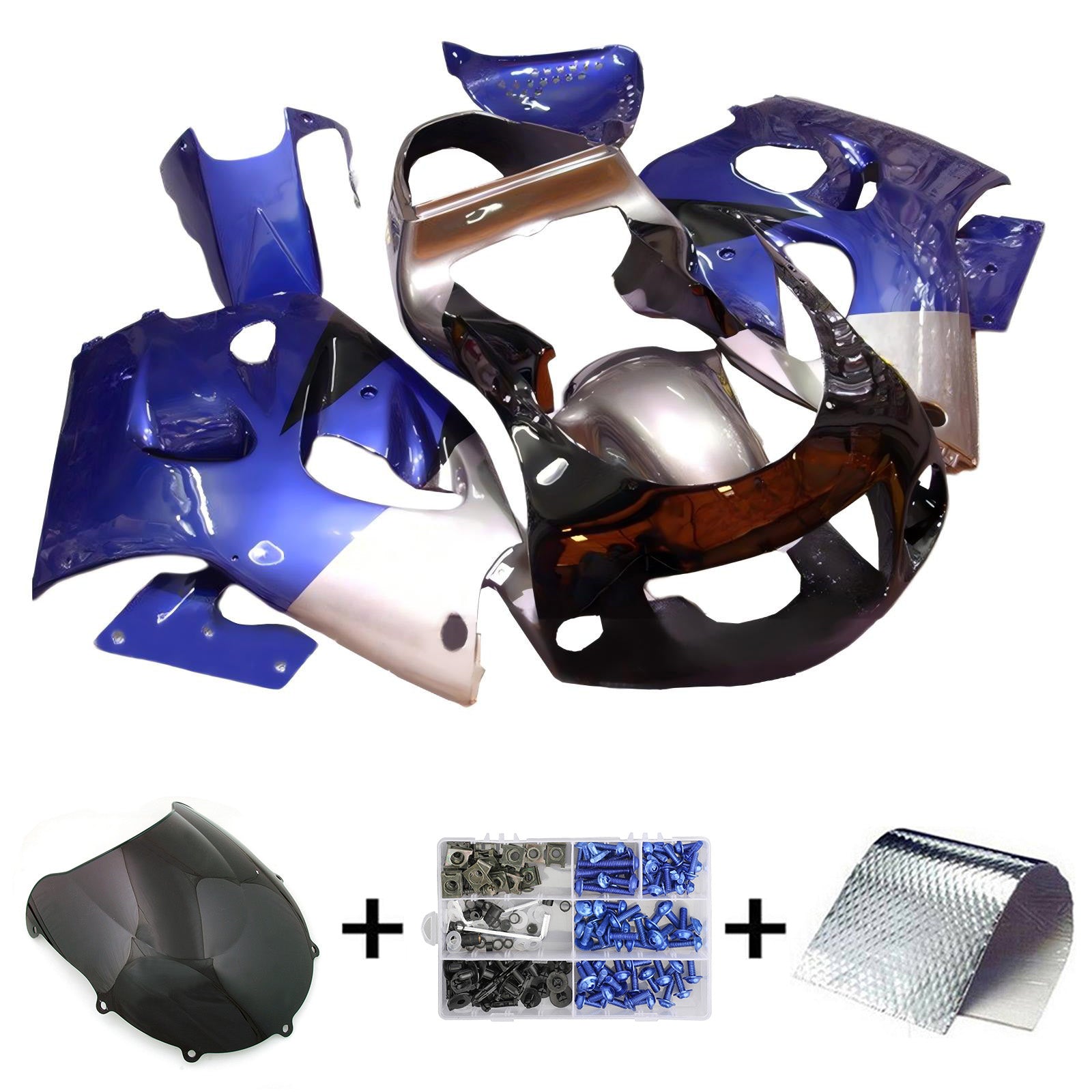 Amotopart GSXR600 1996-2000 GSXR750 1996-1999 Suzuki Kit carena blu e argento