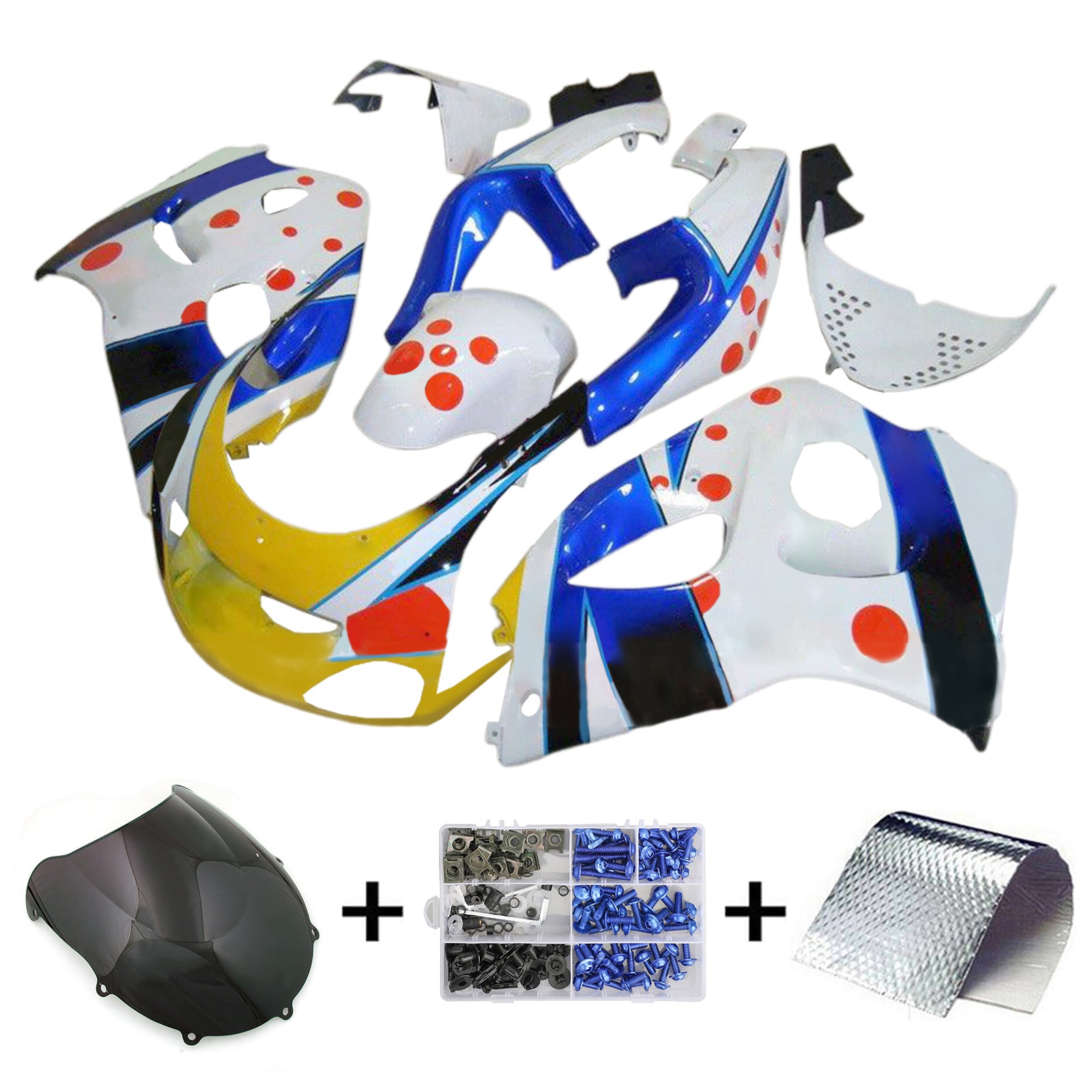 Amotopart GSXR600 1996-2000 GSXR750 1996-1999 Suzuki Blue&Yellow Fairing Kit