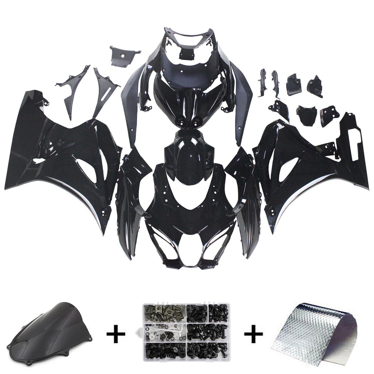 Amotopart Suzuki GSXR1000 2017-2023 K17 Glossy Black Fairing Kit