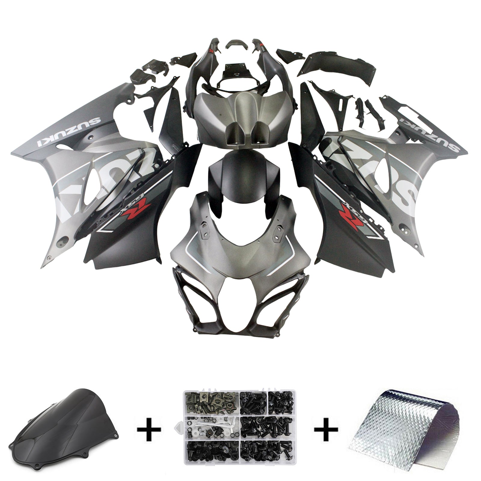 Amotopart Suzuki GSXR1000 2017-2024 K17 Kit carena nero e grigio