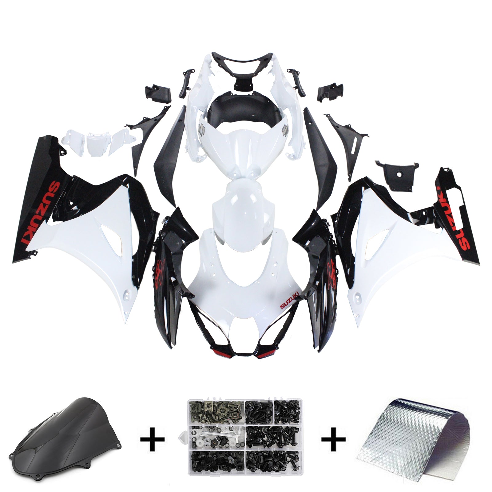 Amotopart Suzuki GSXR1000 2017-2024 K17 White Black  Fairing Kit