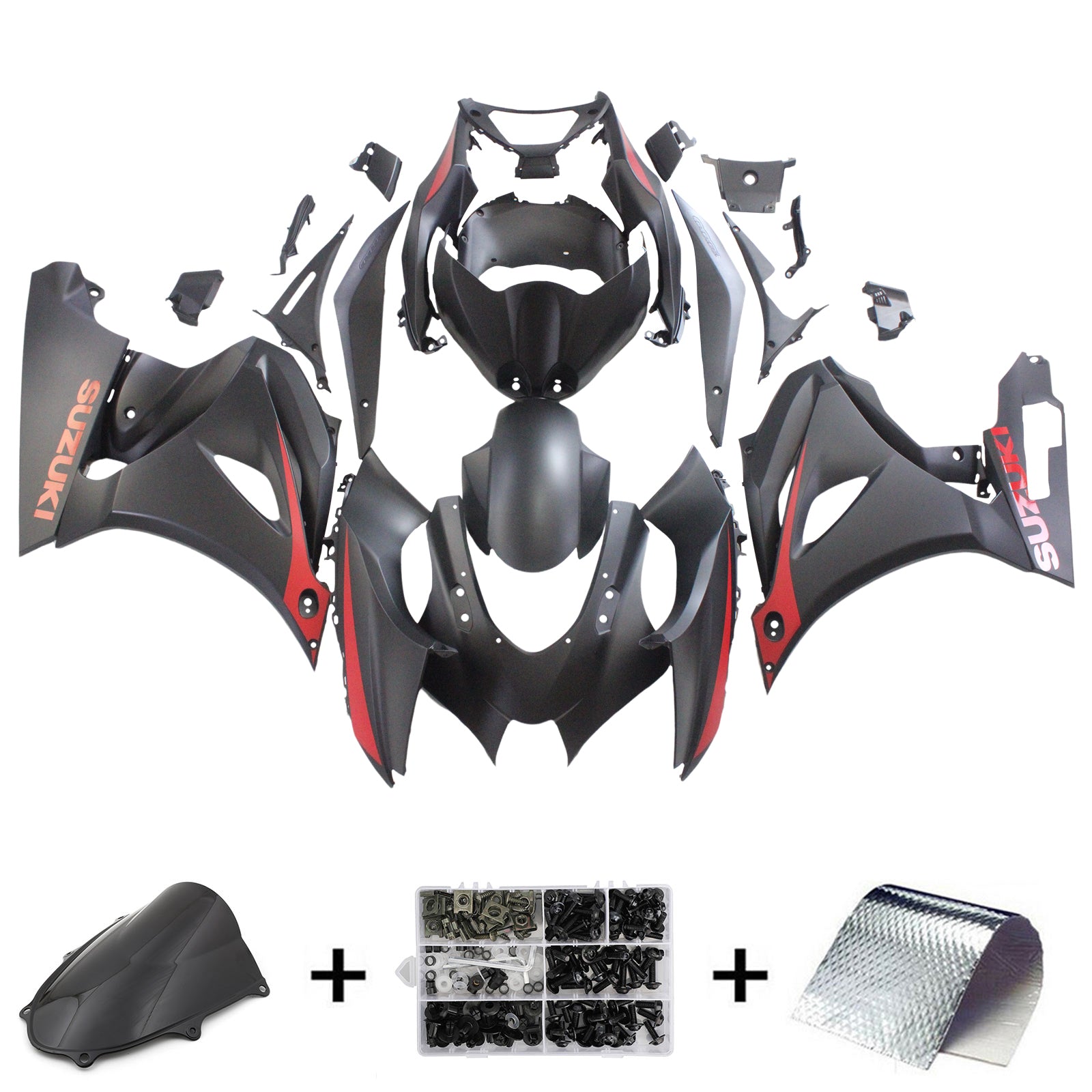 Amotopart Suzuki GSXR1000 2017-2024 K17 Black with Red Logo Fairing Kit