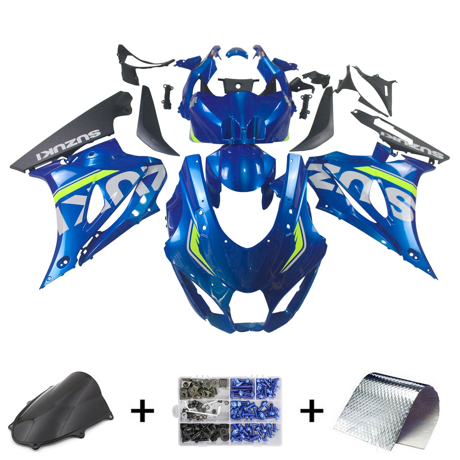 Amotopart Suzuki GSXR1000 2017-2024 K17 Glossy Blue Fairing Kit