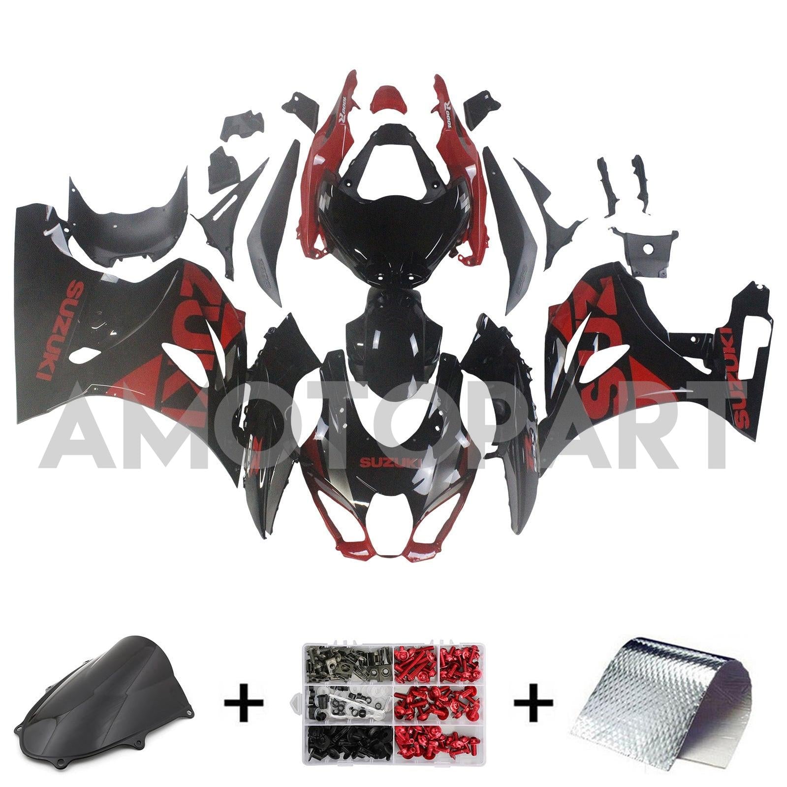 Amotopart Suzuki GSXR1000 2017-2025 K17 Black&Red Fairing Kit