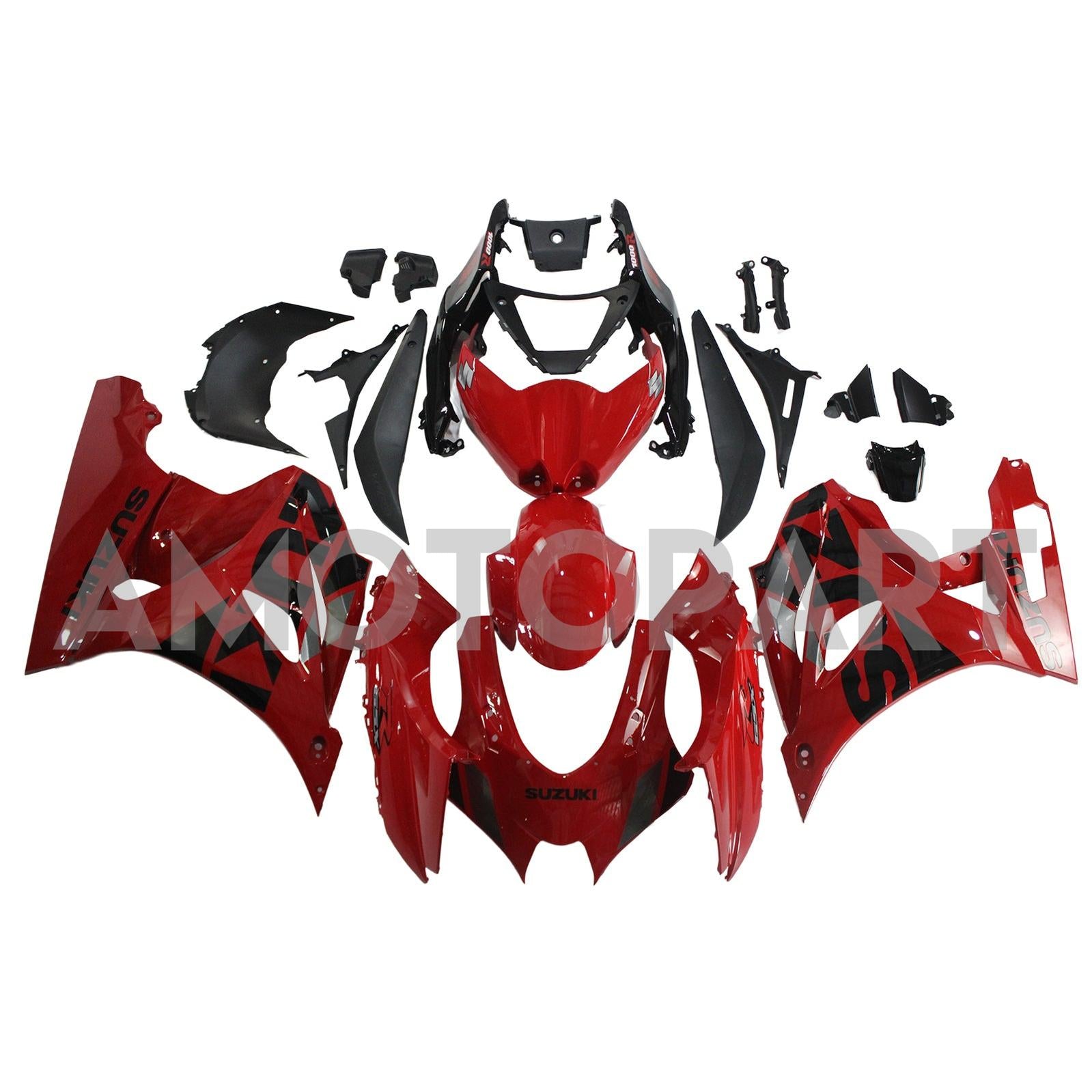 Amotopart Suzuki GSXR1000 2017-2025 K17 Glossy Red&BlackFairing Kit