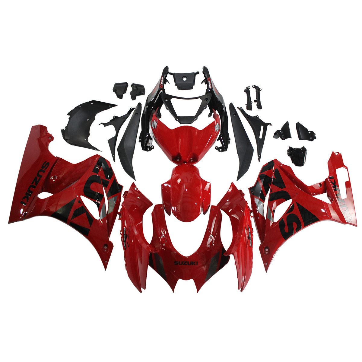 Amotopart Suzuki GSXR1000 2017-2023 K17 Glossy Red&BlackFairing Kit