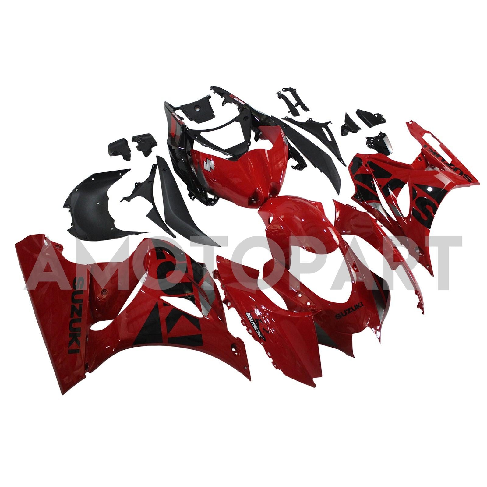 Amotopart Suzuki GSXR1000 2017-2025 K17 glänzend rot&Schwarzes Verkleidungskit
