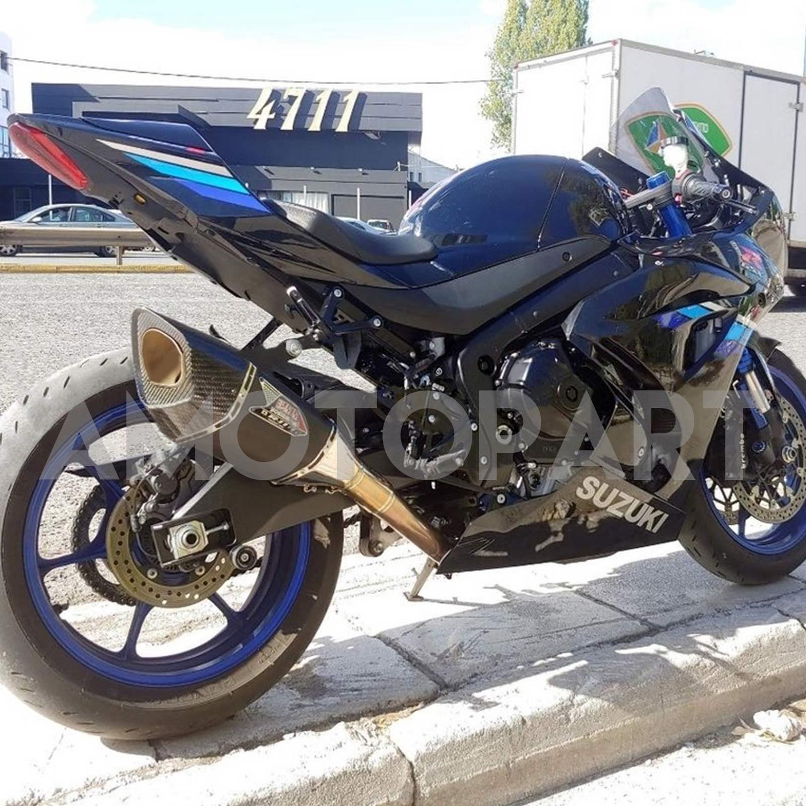 AMOTOPART SUZUKI GSXR1000 2017-2024 K17 BLACK GLOSSY COM BLUE LOGOTO FAIRING KIT