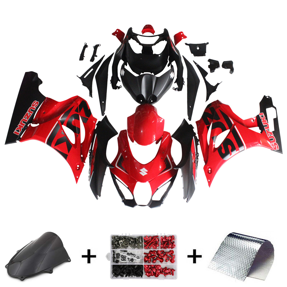 Amotopart Suzuki GSXR1000 2017-2024 K17 Glossy Red Black Fairing Kit