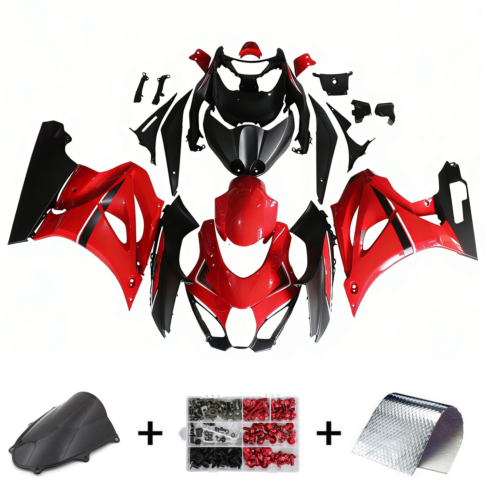 Amotopart Suzuki GSXR1000 2017-2025 K17 Glossy Red Black Fairing Kit