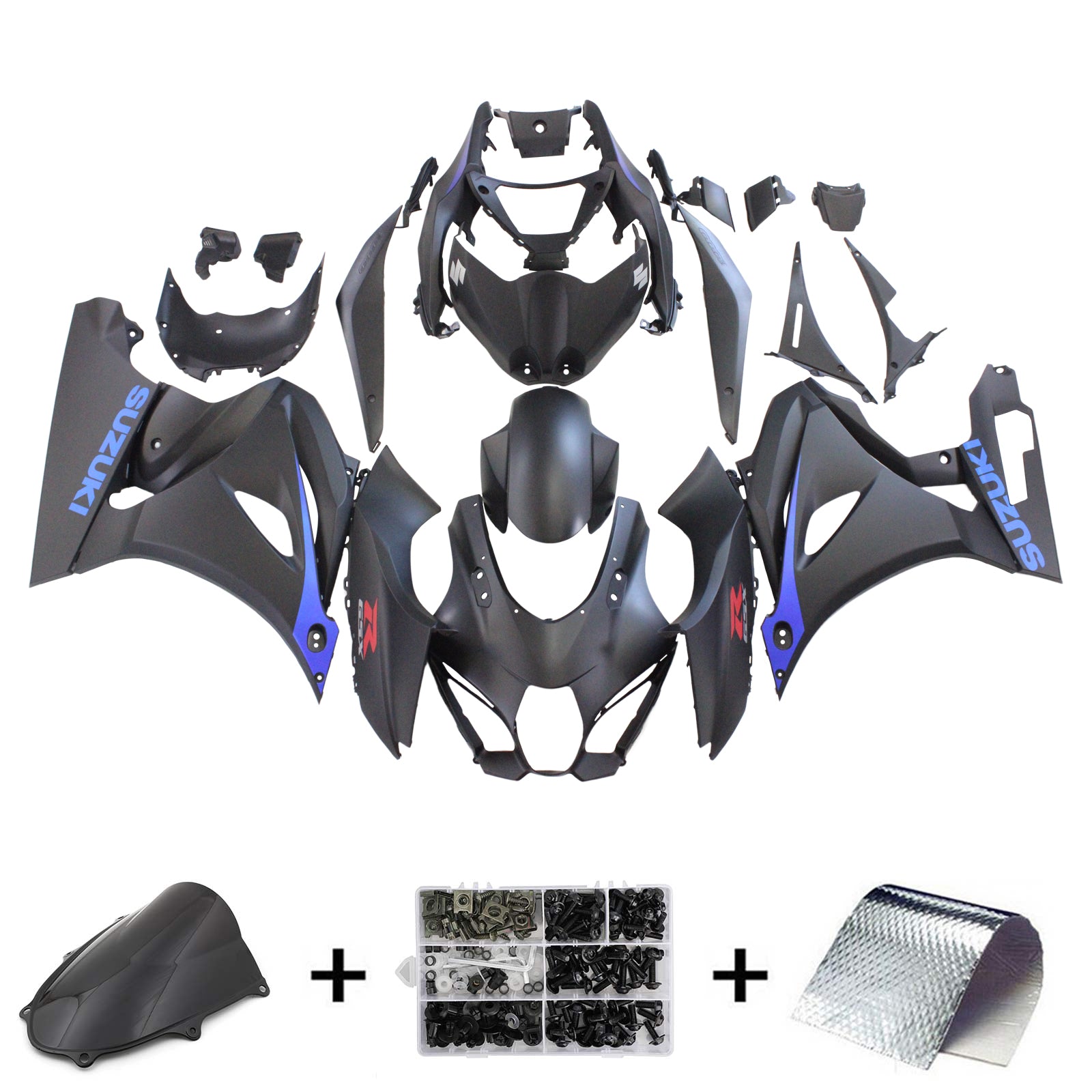 Amotopart Suzuki GSXR1000 2017-2024 K17 Matt Black Fairing Kit