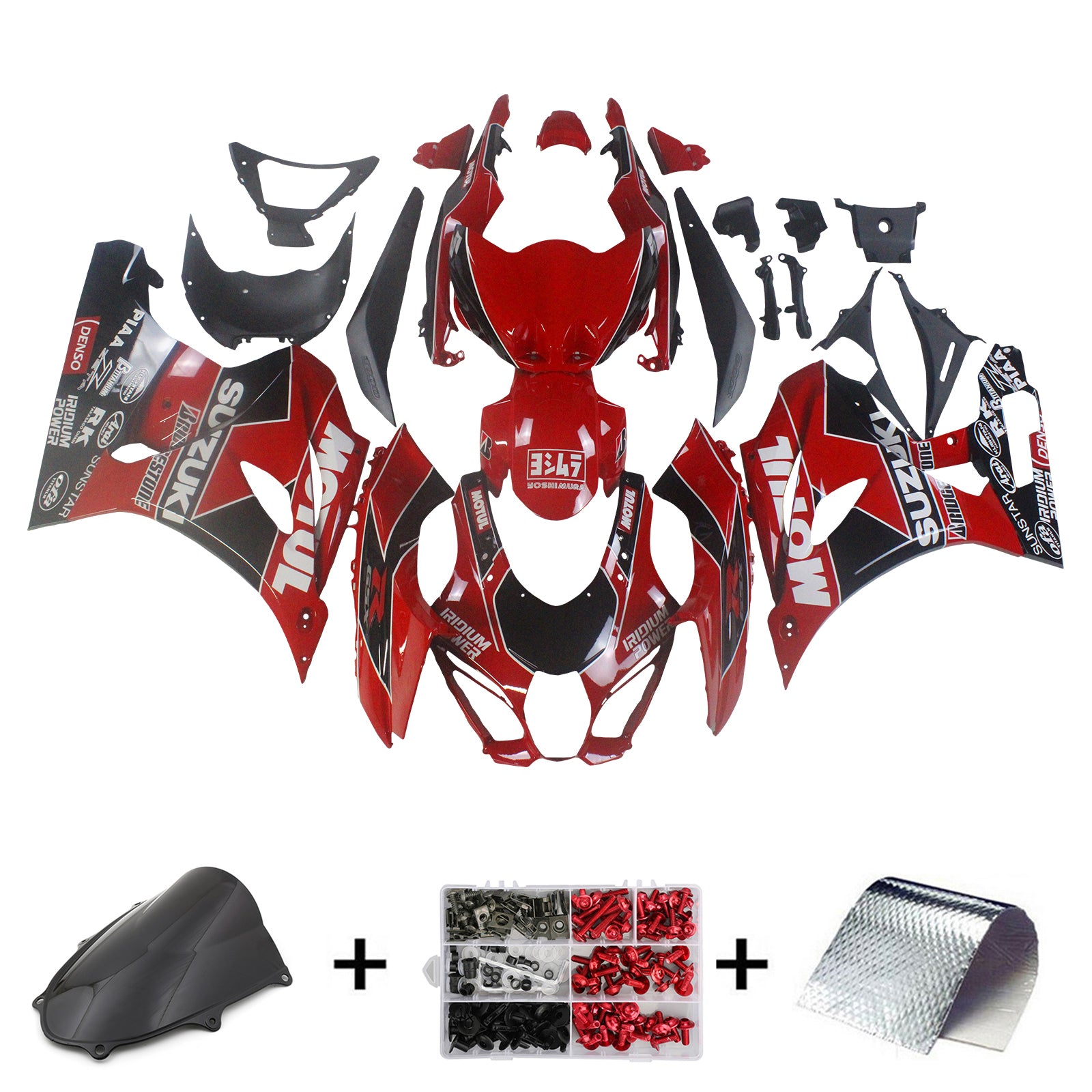 Amotopart 2017-2024 K17 GSXR1000 Suzuki Black&Red Style1 Fairing Kit