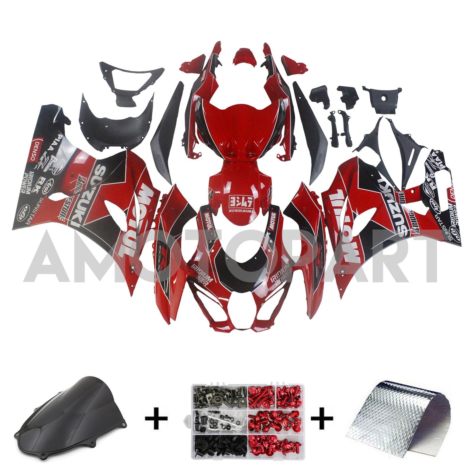 AMOTOPT 2017-2024 K17 GSXR 1000 Suzuki Black & Red Style 1 Kit de carenagem