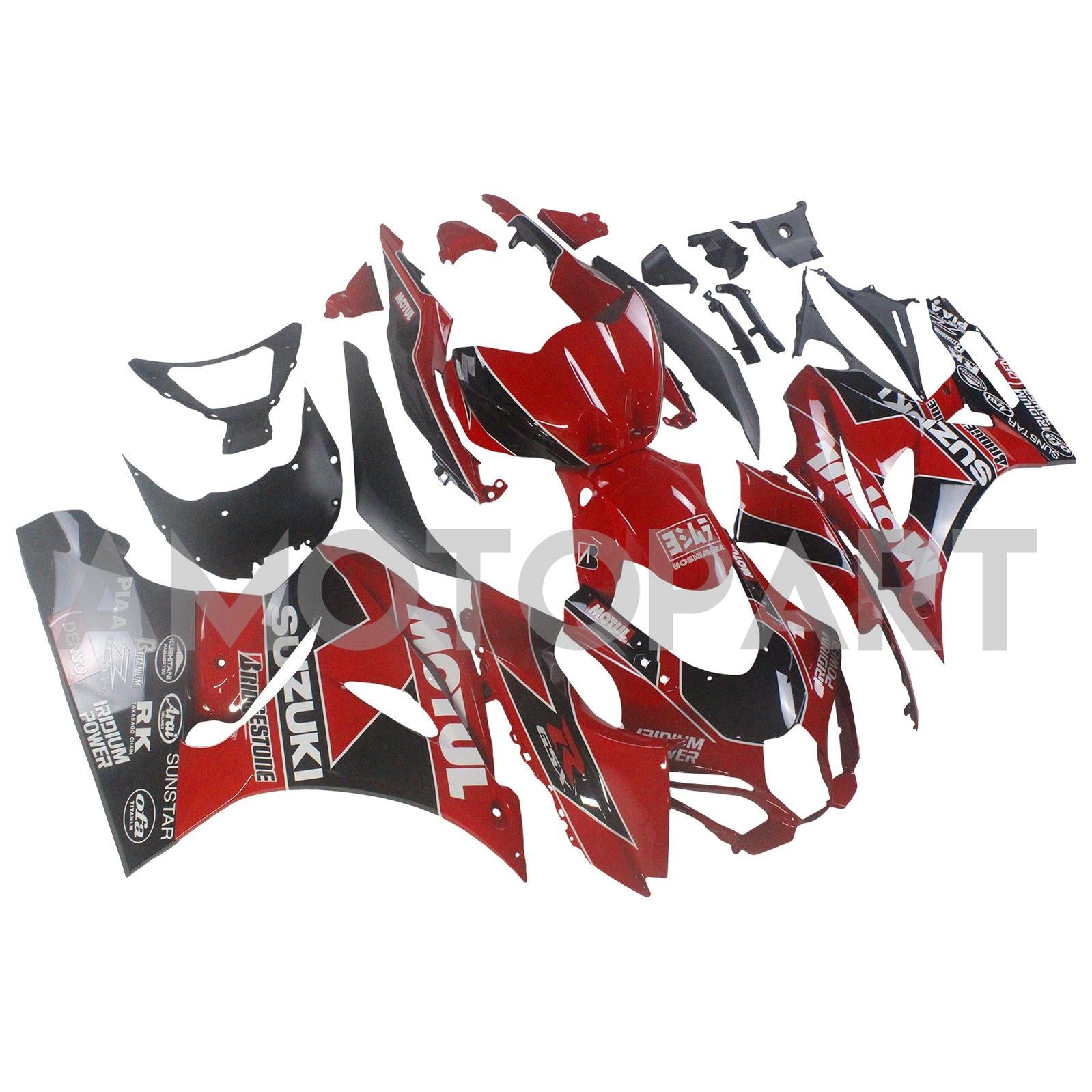 AMOTOPT 2017-2024 K17 GSXR 1000 Suzuki Black & Red Style 1 Kit de carenagem