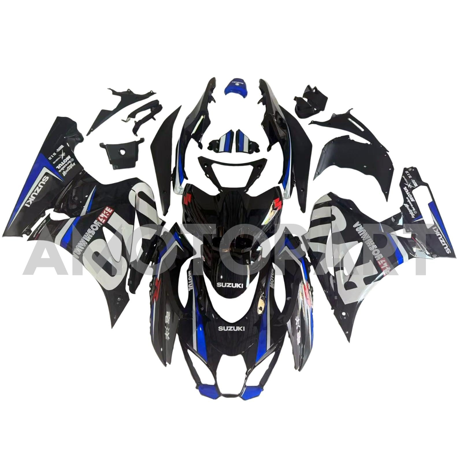 Amotopart 2017-2025 K17 GSXR1000 Suzuki Black&Blue Style3 Fairing Kit