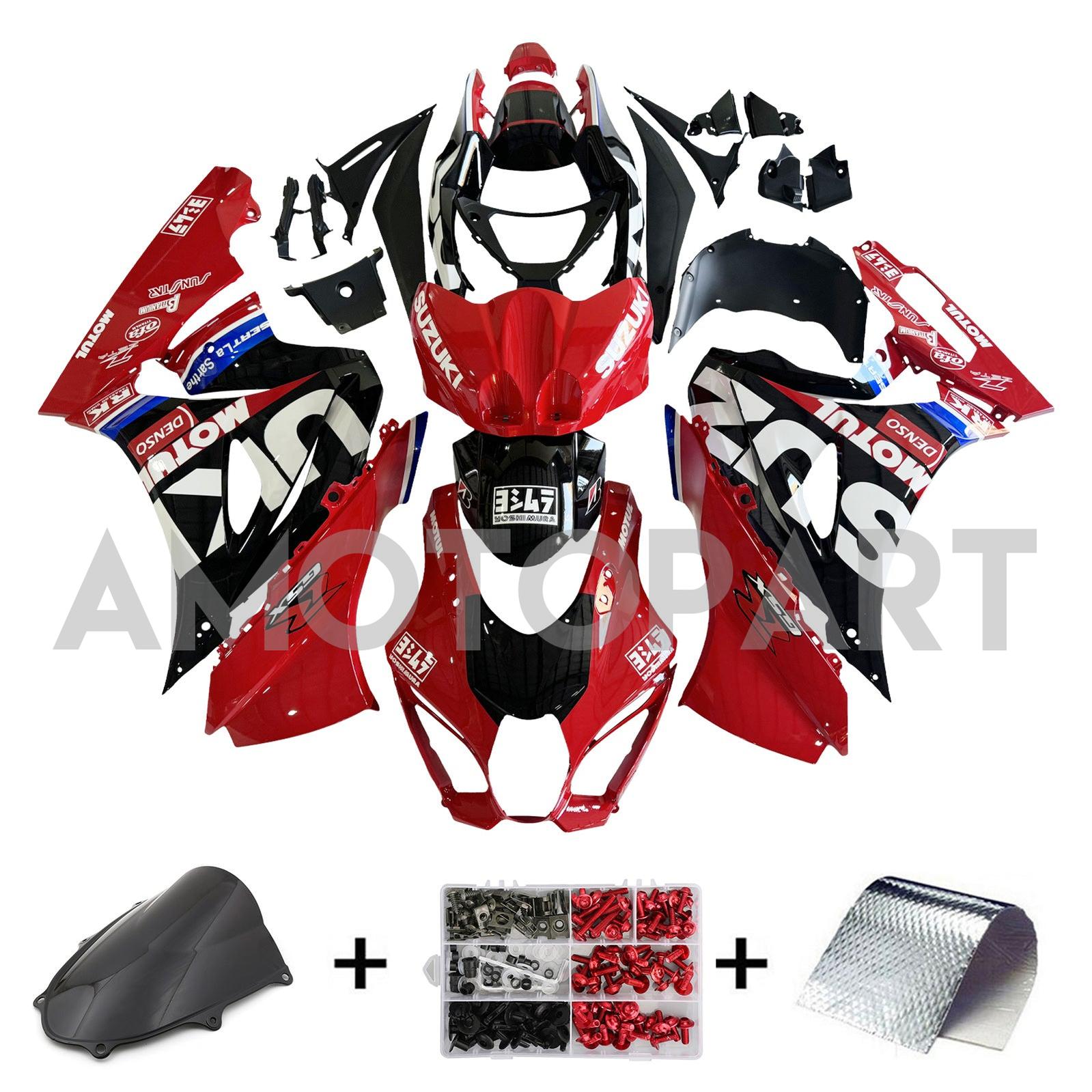 Amotopart 2017-2025 K17 GSXR1000 Suzuki Black&Red Style4 Fairing Kit