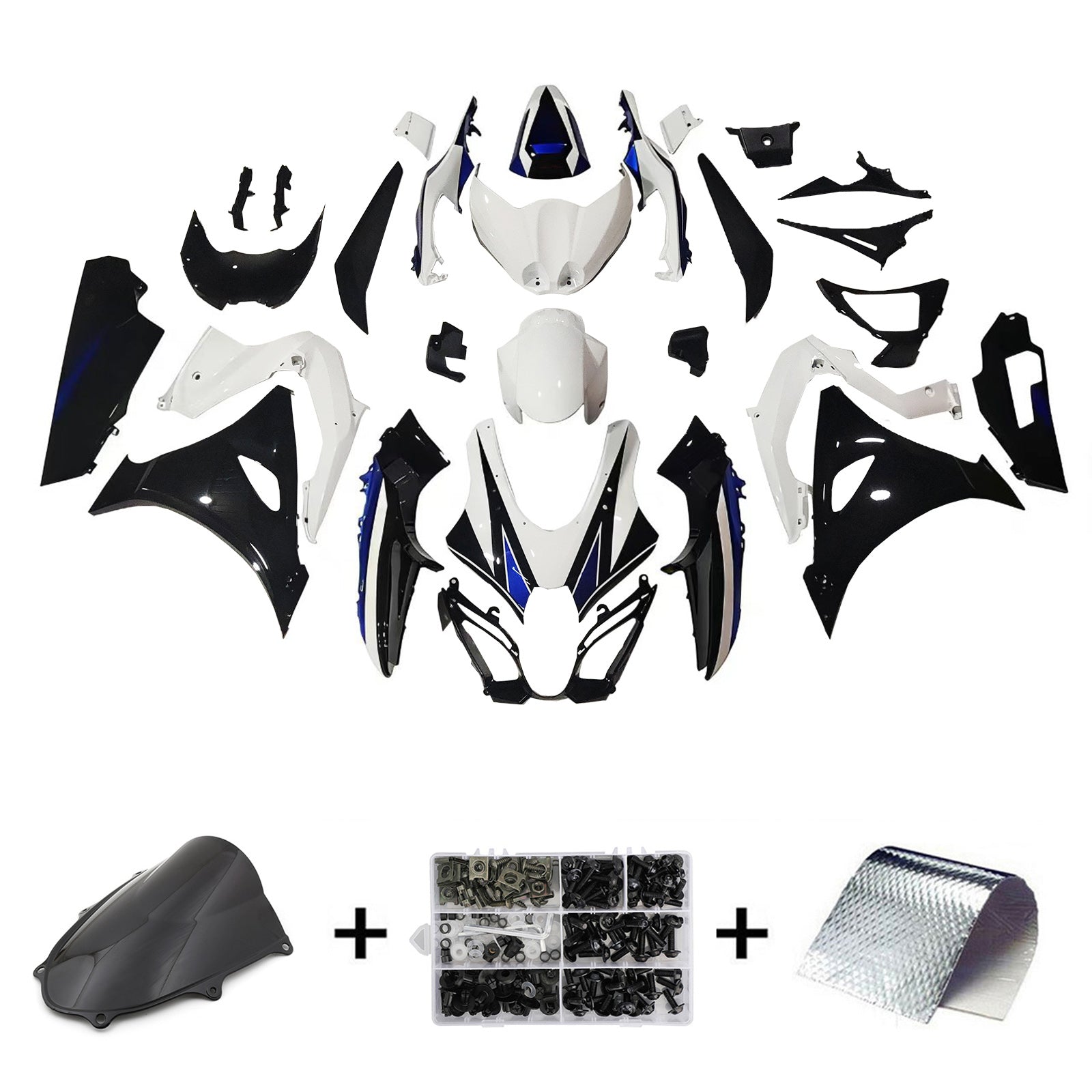 Amotopart 2017-2025 K17 GSXR1000 Suzuki Black&Blue Style4 Fairing Kit