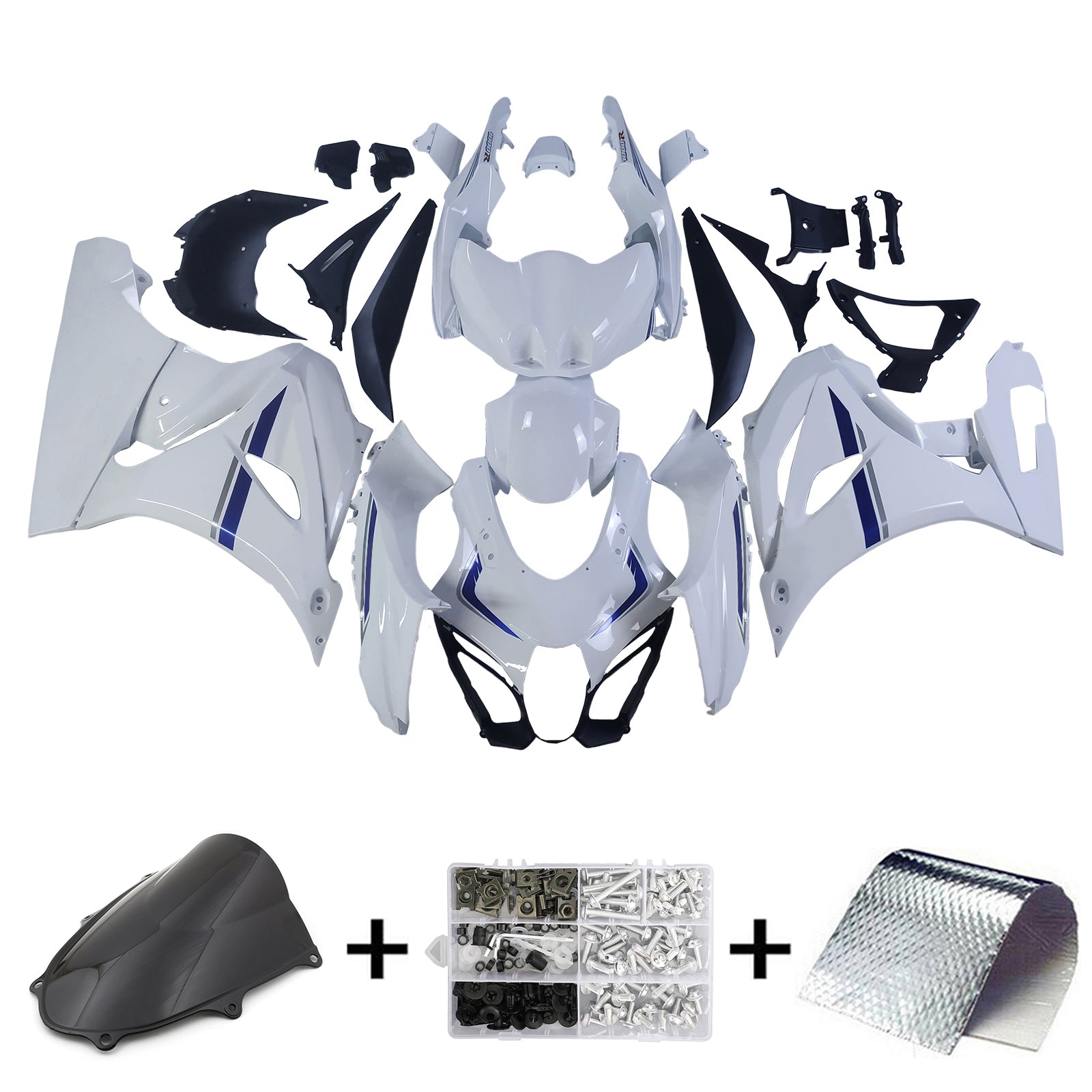 Amotopart 2017-2024 K17 GSXR1000 スズキ ホワイト&ブルー Style2 フェアリングキット