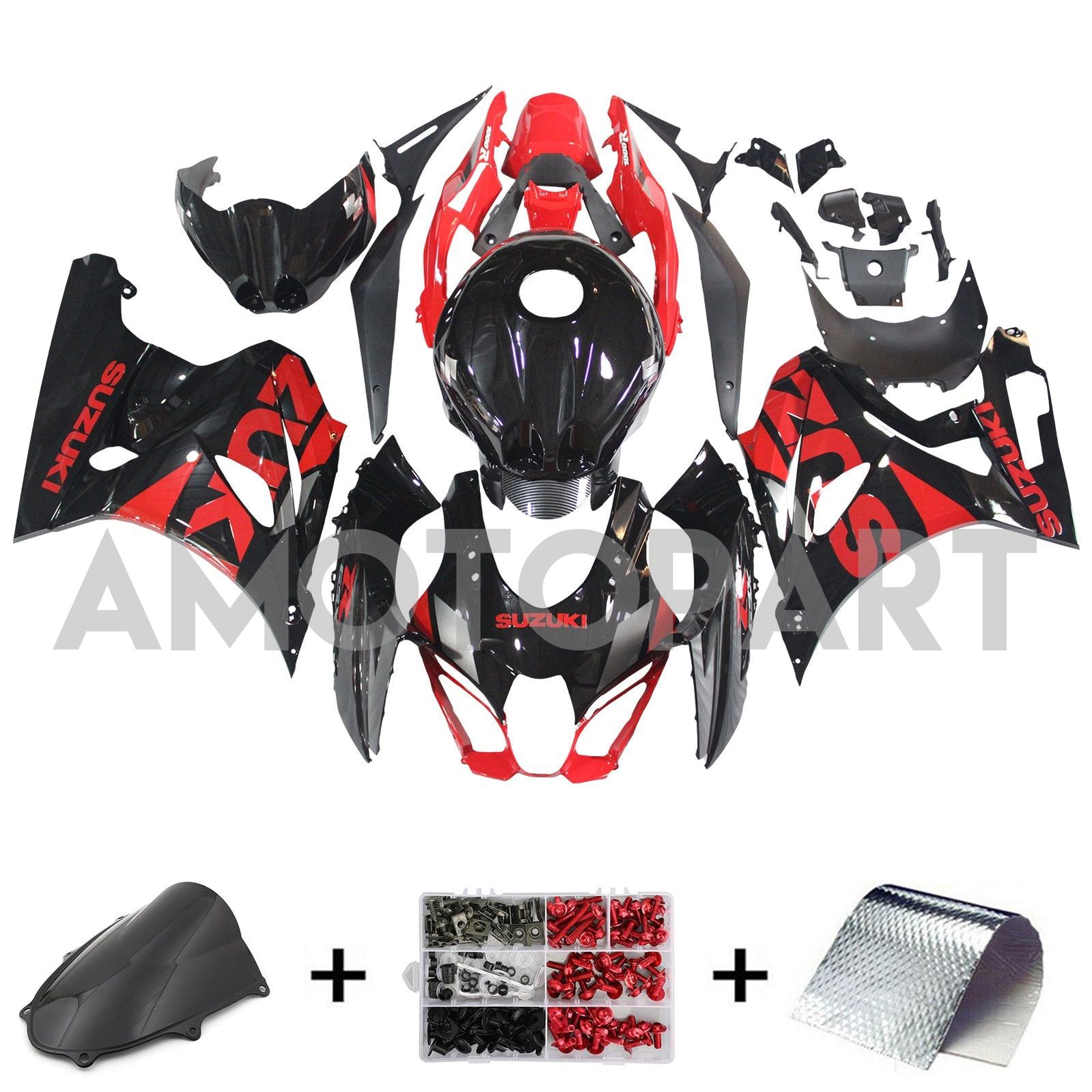 Amotopart Suzuki GSXR1000 2017-2024 K17 Kit de carenado negro rojo