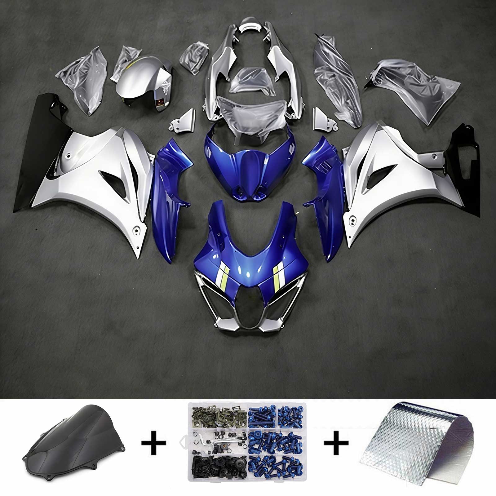 Amotopart 2017-2025 Suzuki GSXR1000 modrá stříbrná černá sada kapotáže