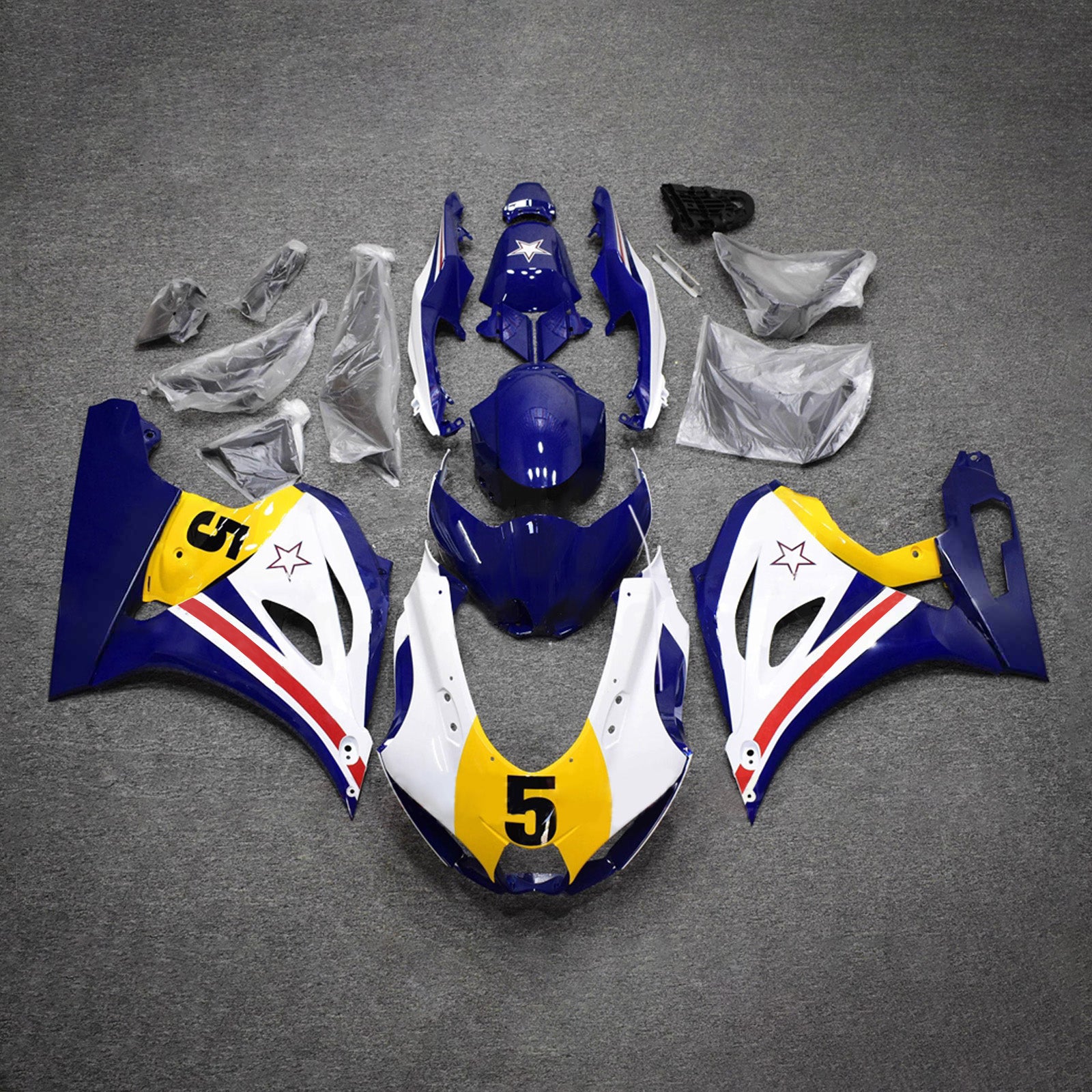 Amotopart 2017-2025 Suzuki GSXR1000 Blue White Yellow Fairing Kit