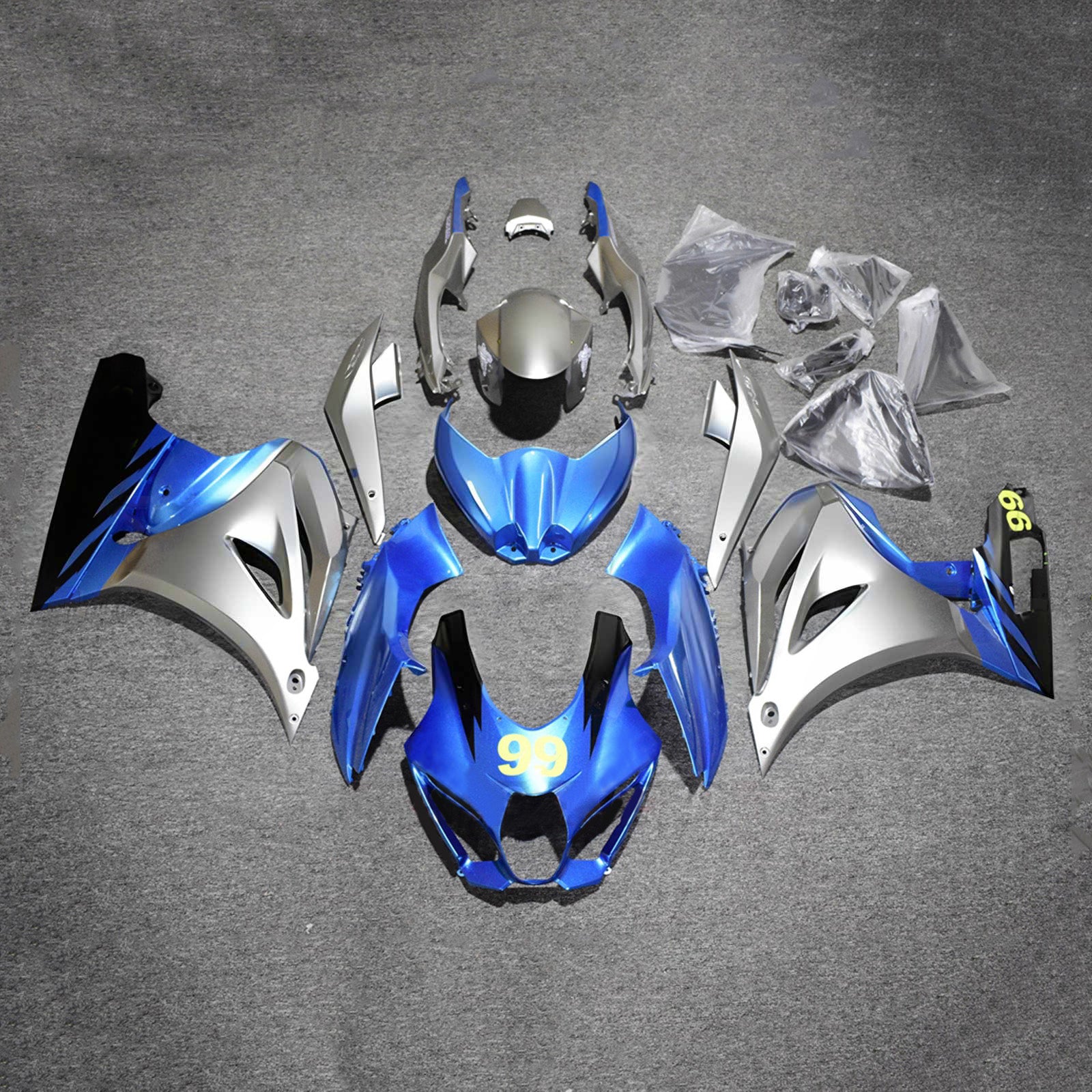 Amotopart 2017-2025 Suzuki GSXR1000 Blue Silver Black Fairing Kit