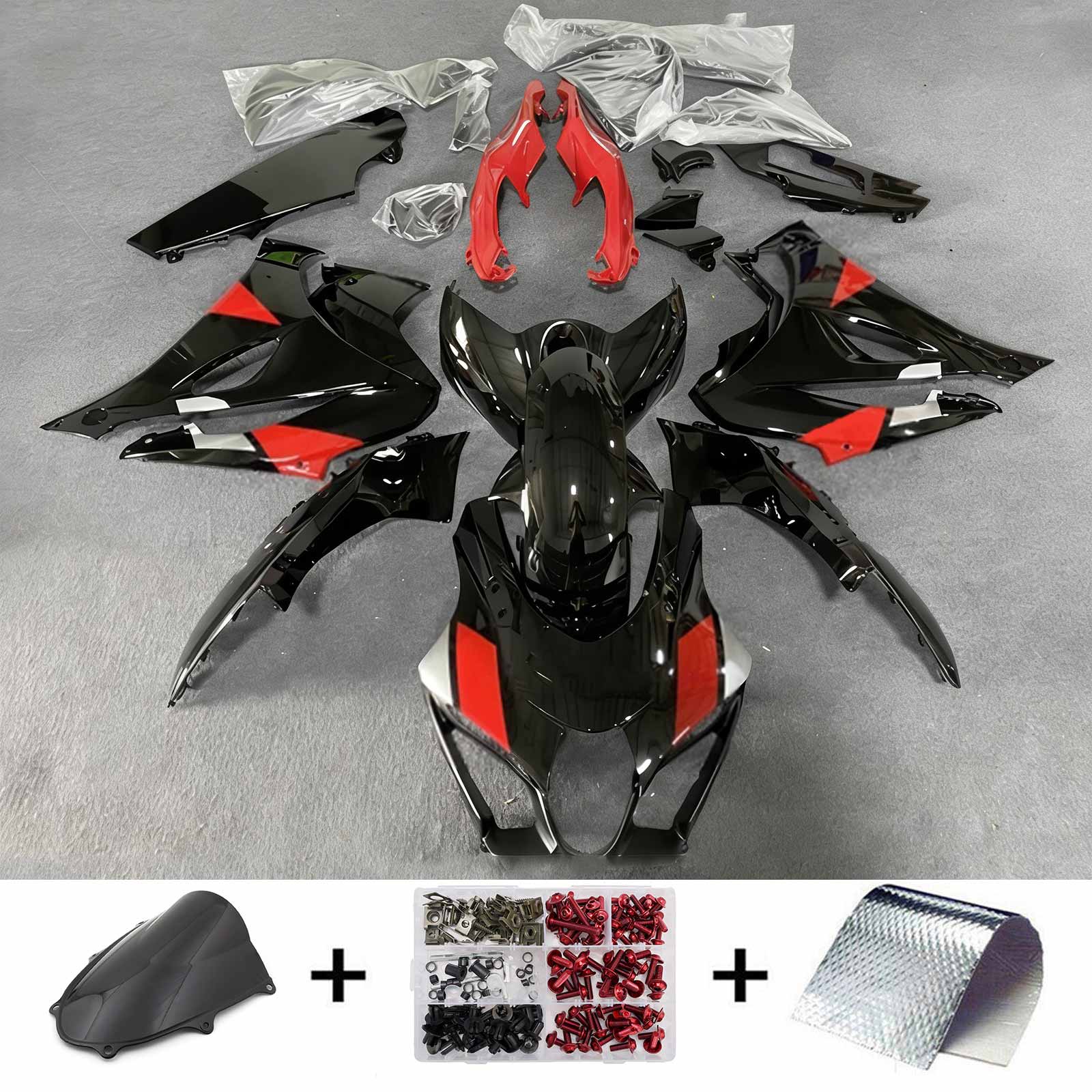 Amotopart 2017-2025 Suzuki GSXR1000 Black Red Fairing Kit