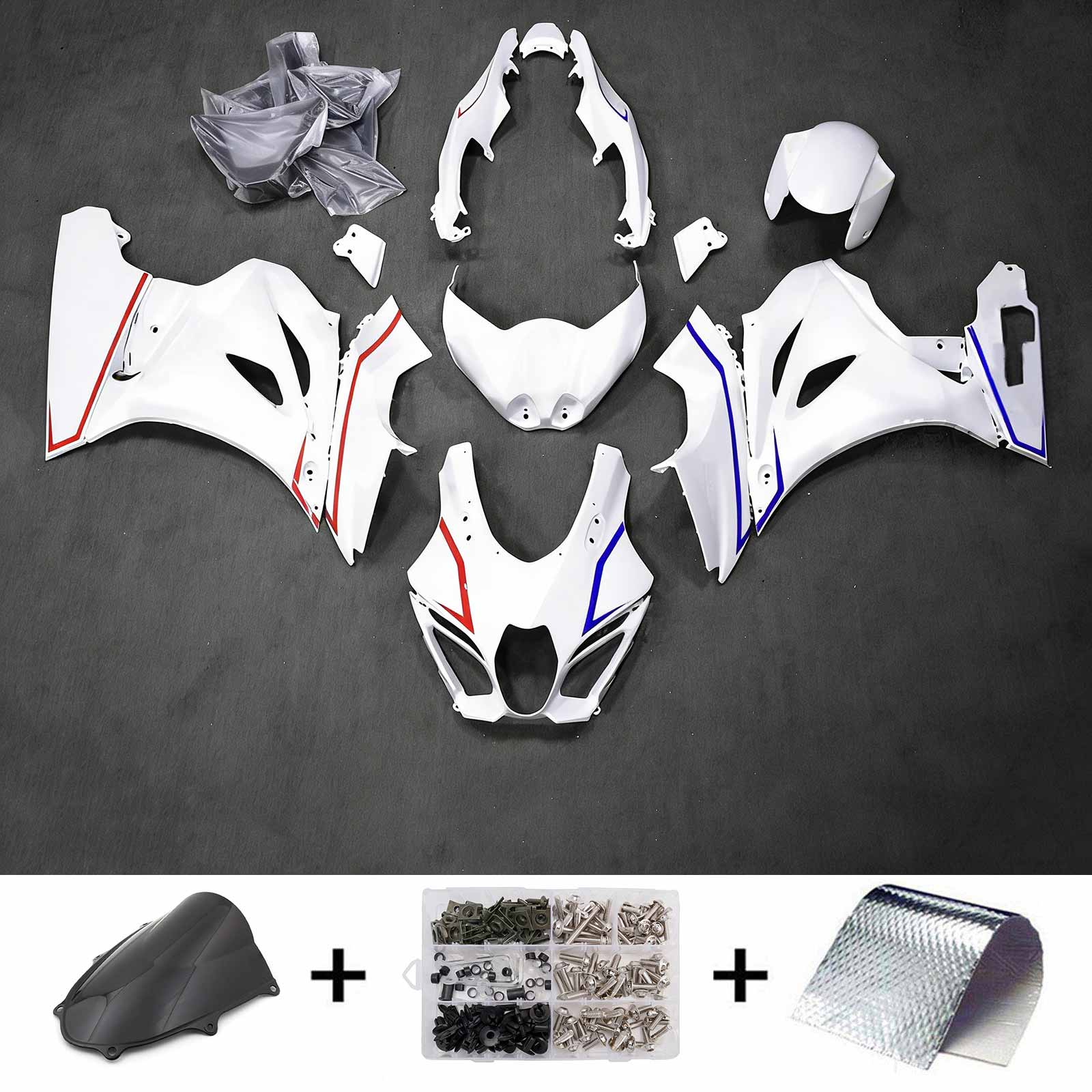 Amotopart 2017-2025 Suzuki GSXR1000 White Red Blue Fairing Kit