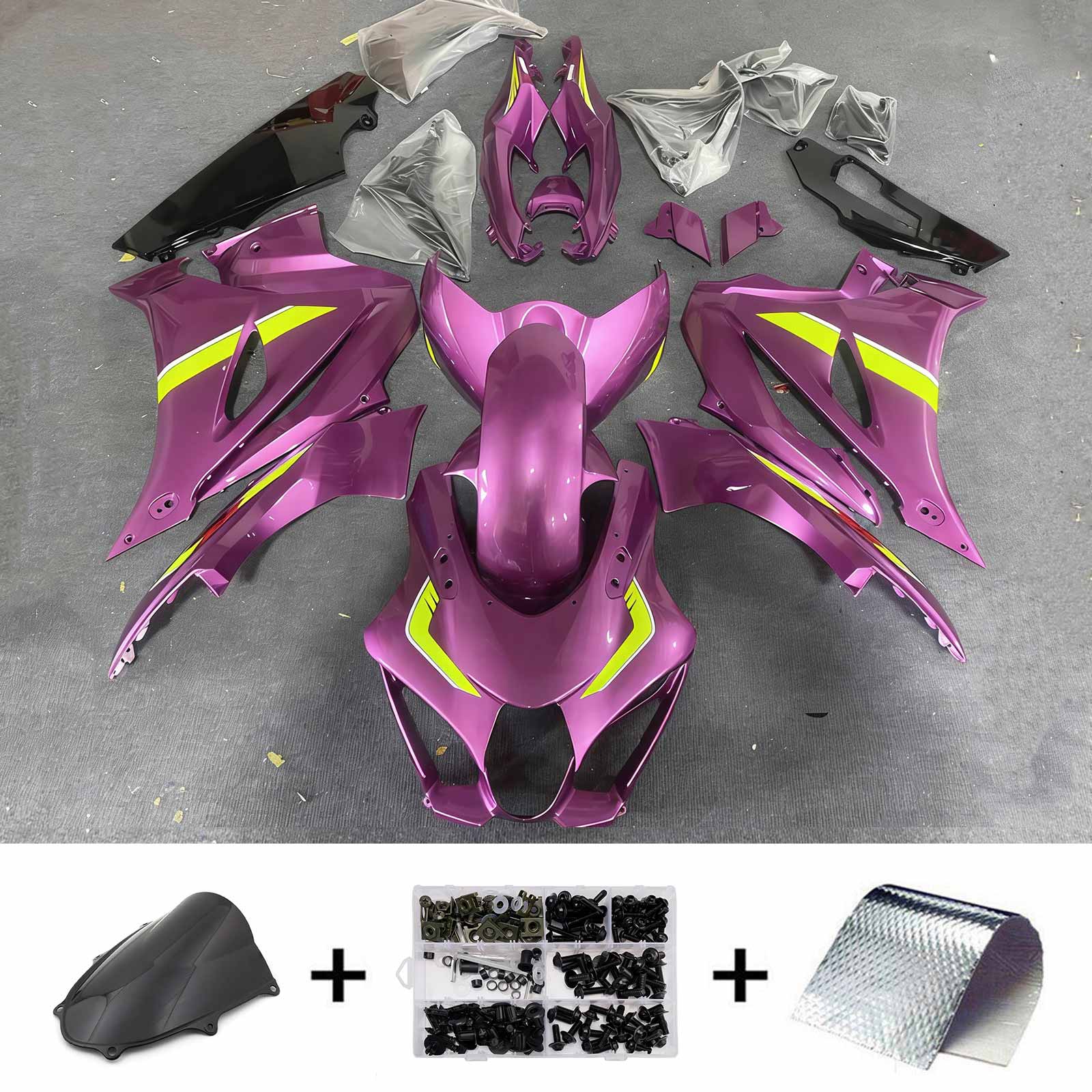 Kit carena Amotopart 2017-2025 Suzuki GSXR1000 viola grigio giallo