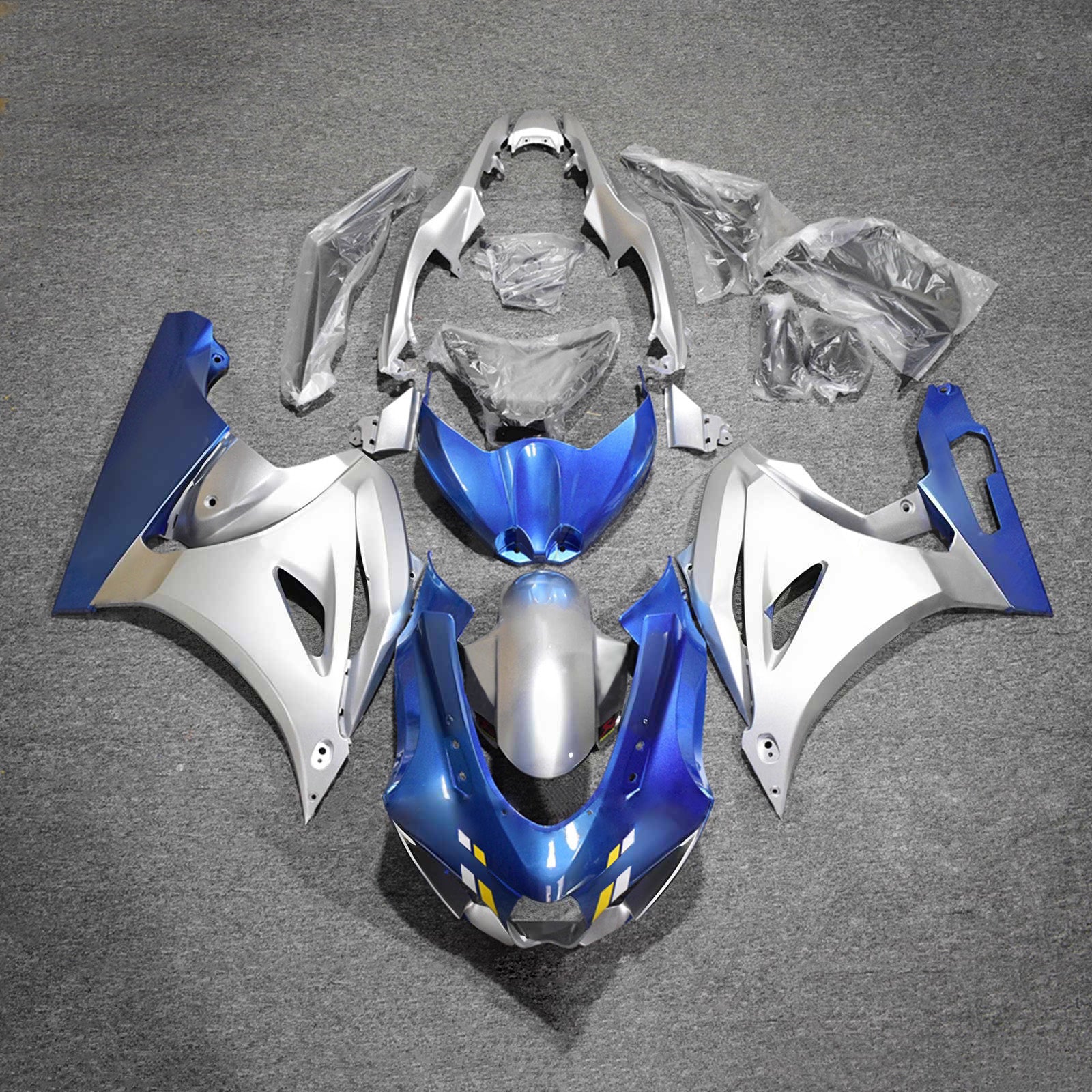 Amotopart 2017-2025 Suzuki GSXR1000 Blue Silver Fairing Kit