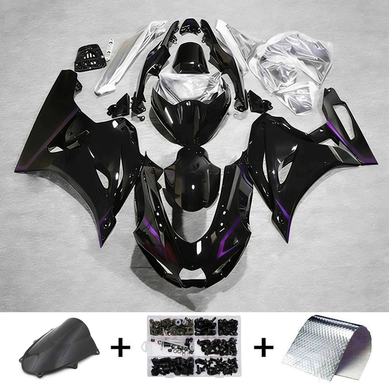 Amotopart 2017-2025 Suzuki GSXR1000 Black Purple Fairing Kit