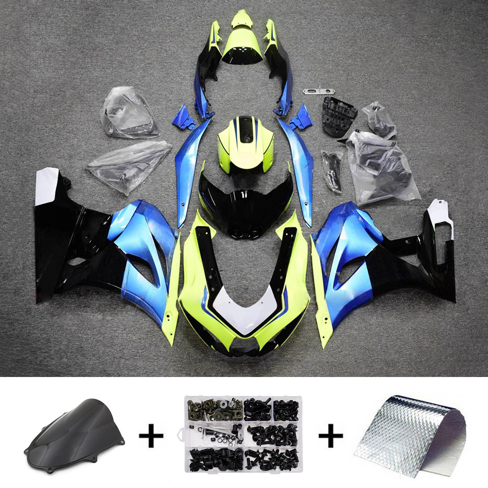 Amotopart 2017-2025 Suzuki GSXR1000 Blue Green Black Fairing Kit