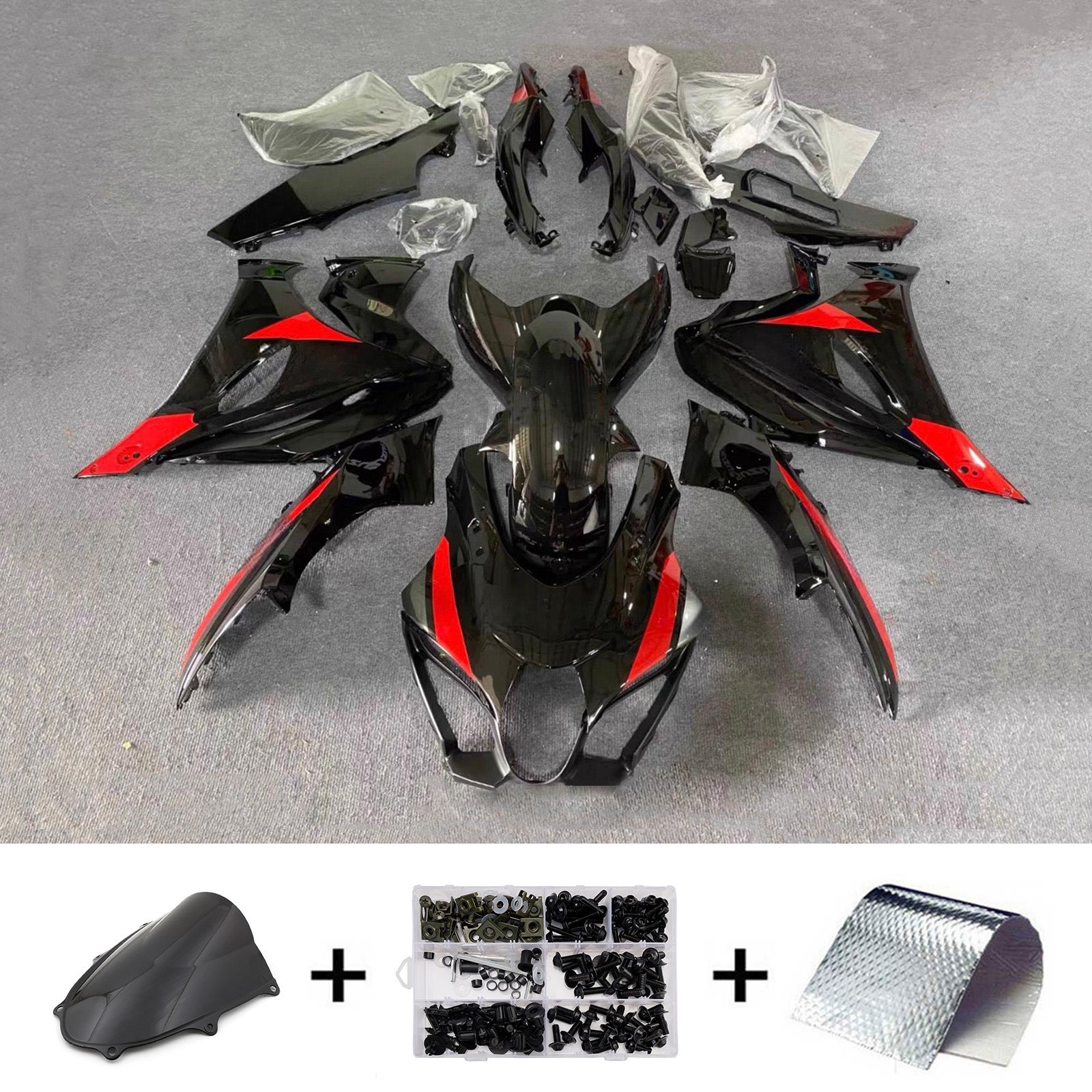 Amotopart 2017-2025 Suzuki GSXR1000 Black Red White Kiting Kit