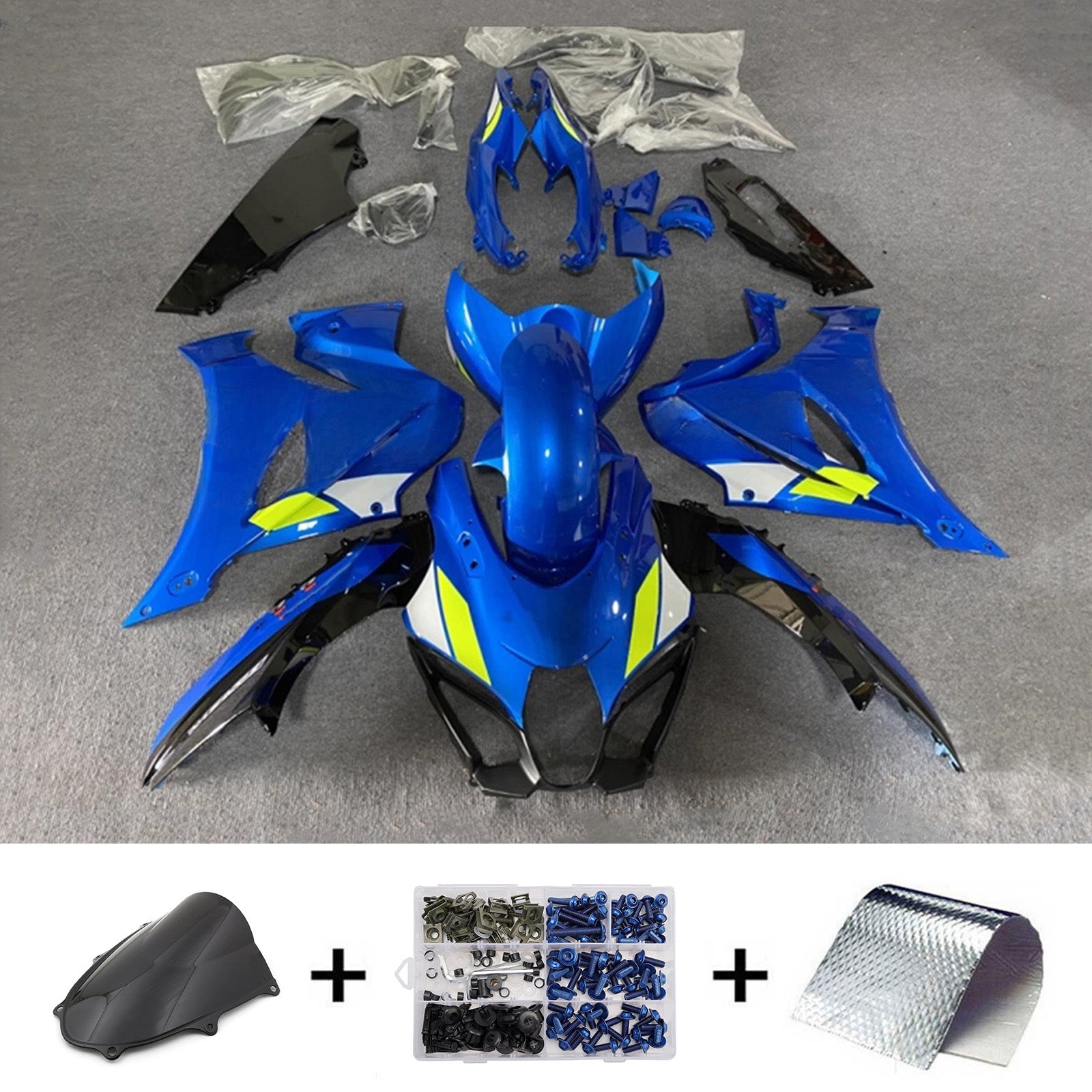 Amotopart 2017-2025 Suzuki GSXR1000 Blue White Black Fairing Kit