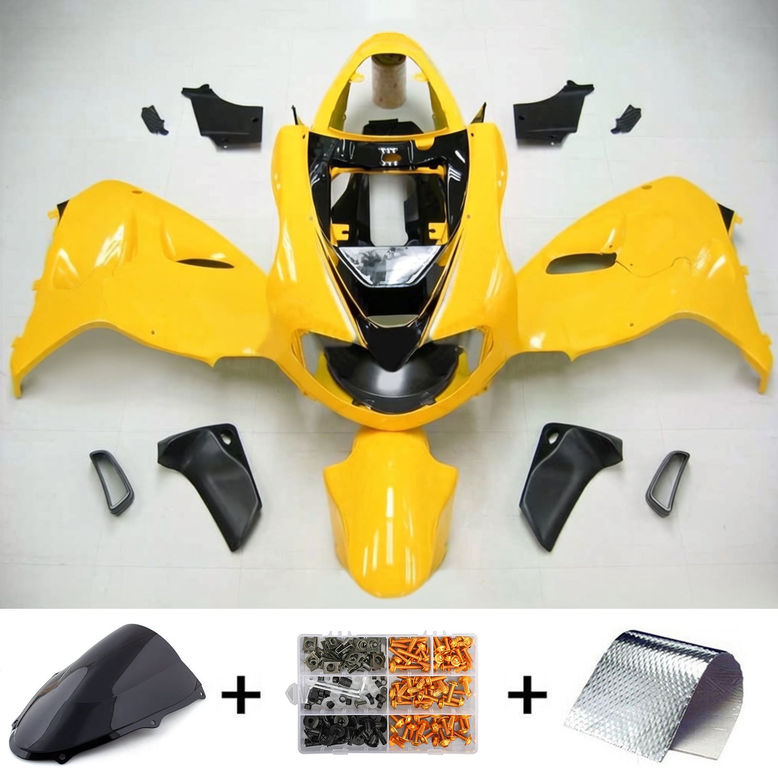 Amotopart 1998-2003 スズキ TL1000R フェアリング イエロー&Bブラックスタイル4キット