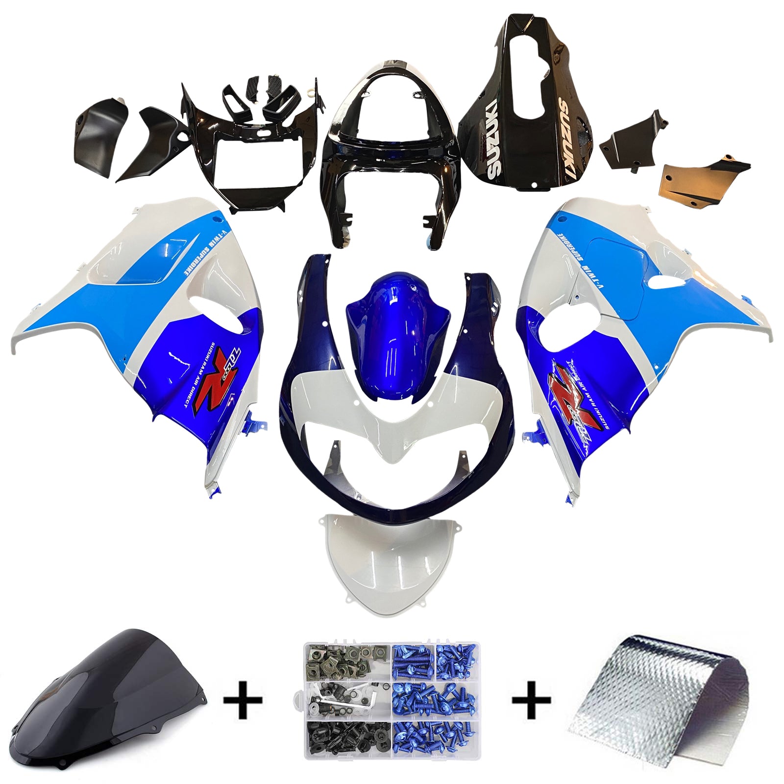 Amotopart 1998–2003 Suzuki TL1000R Verkleidung, Blau und Weiß, Style5-Kit